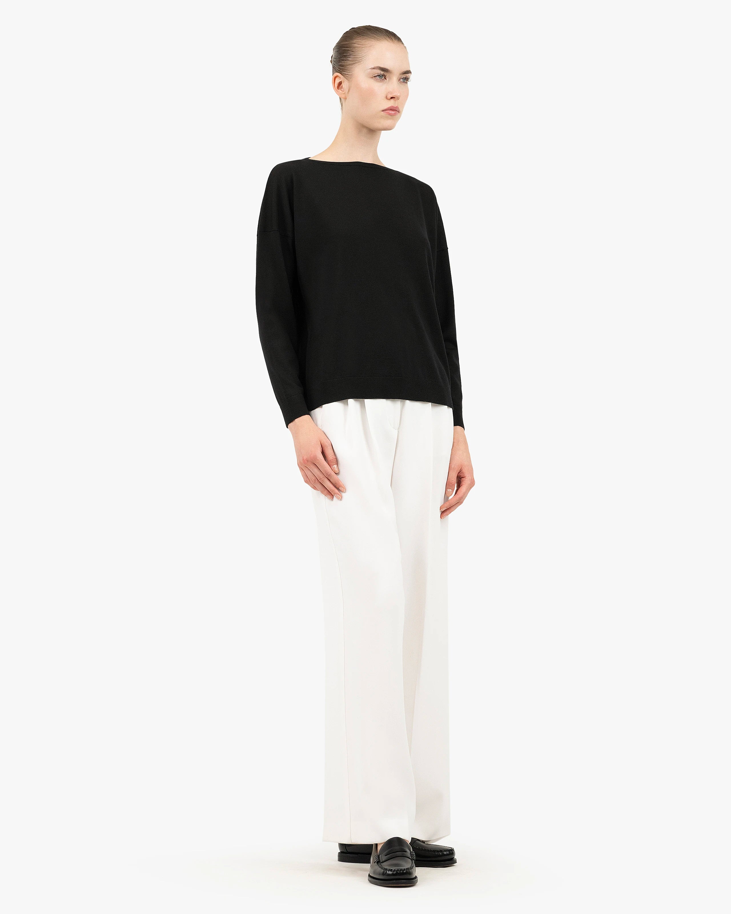 Seraphine Boat Neck Sweater - Black Merino Superfine