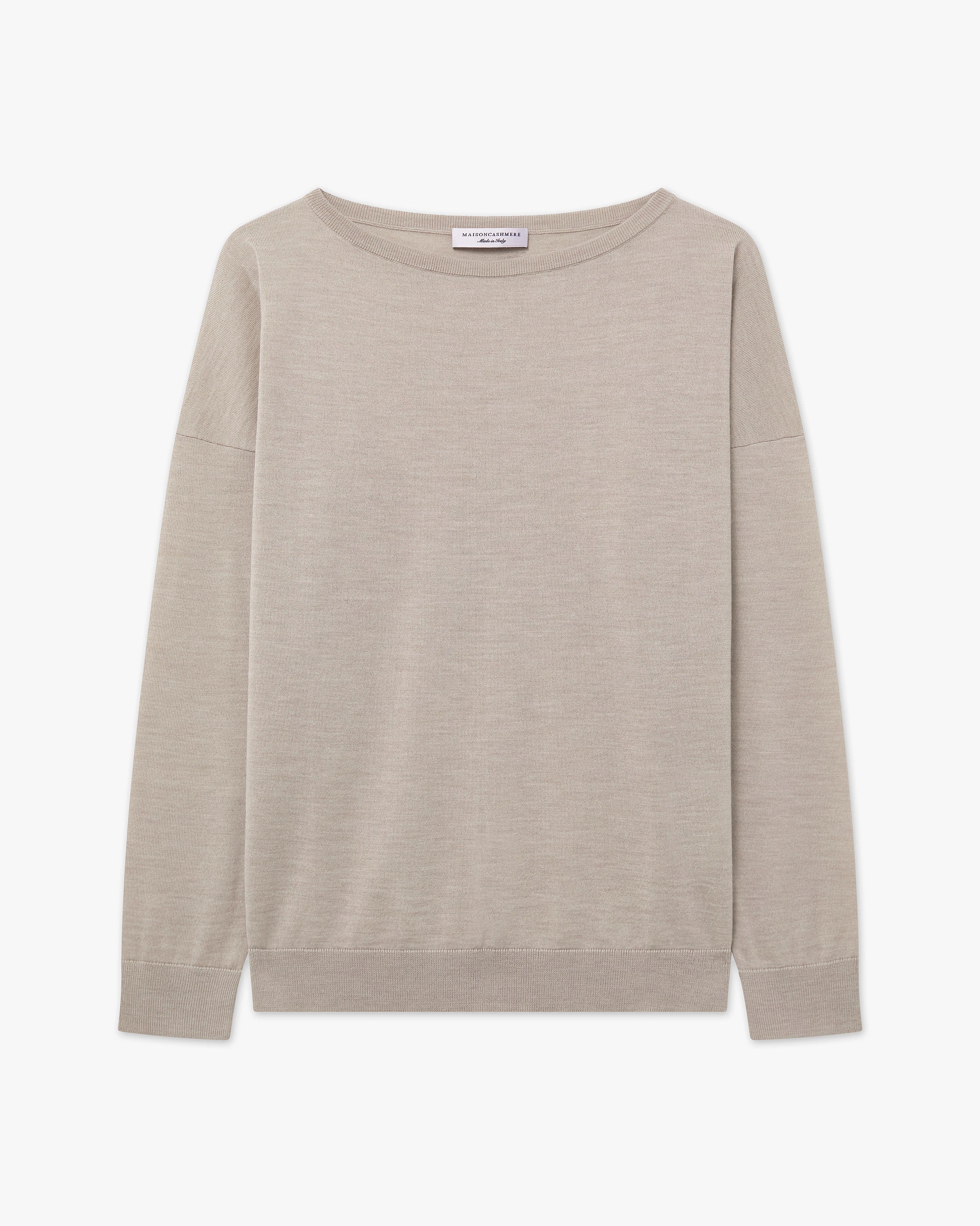 Seraphine Boat Neck Sweater - Beige Merino Superfine