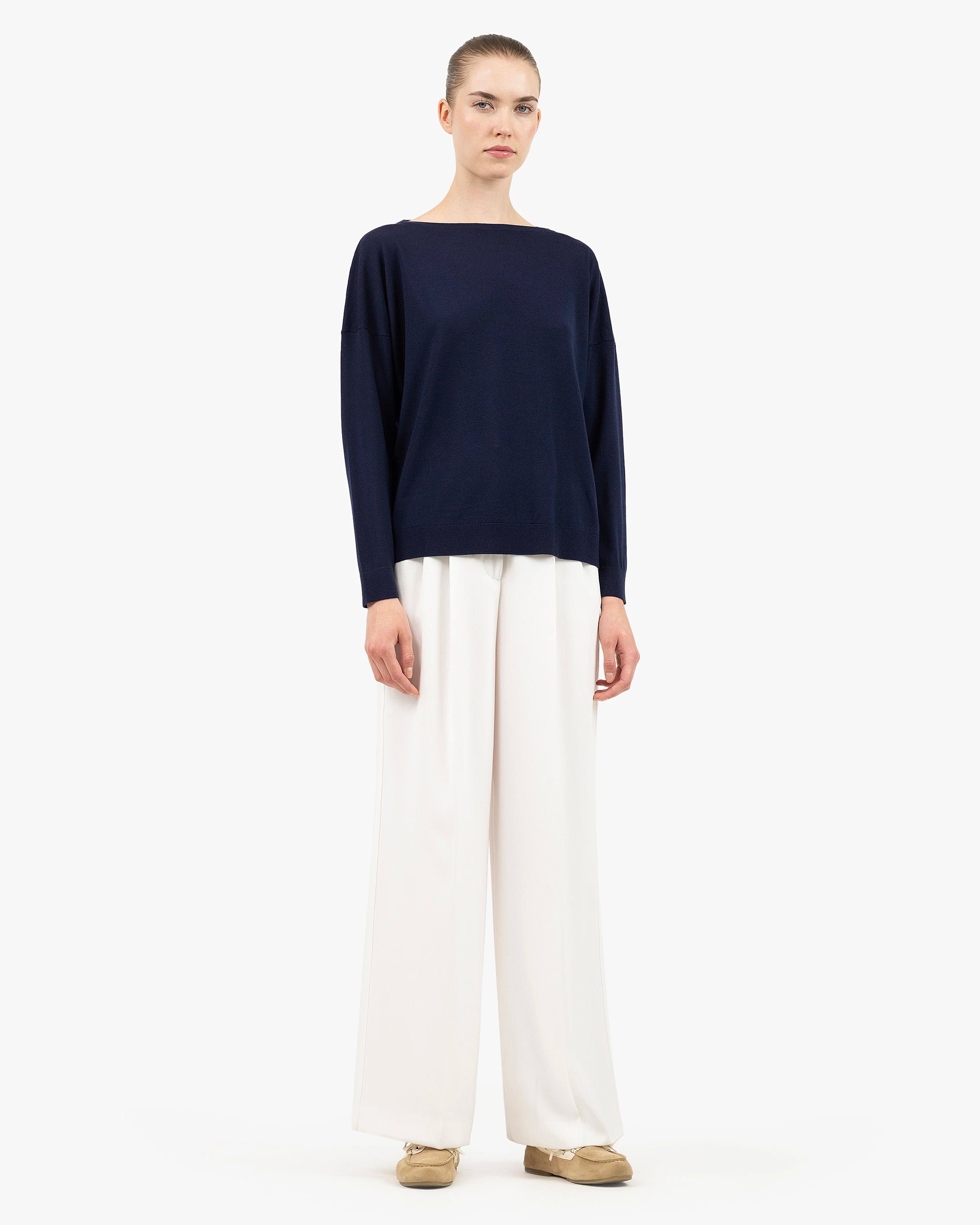 Seraphine Boat Neck Sweater - Blue Merino Superfine