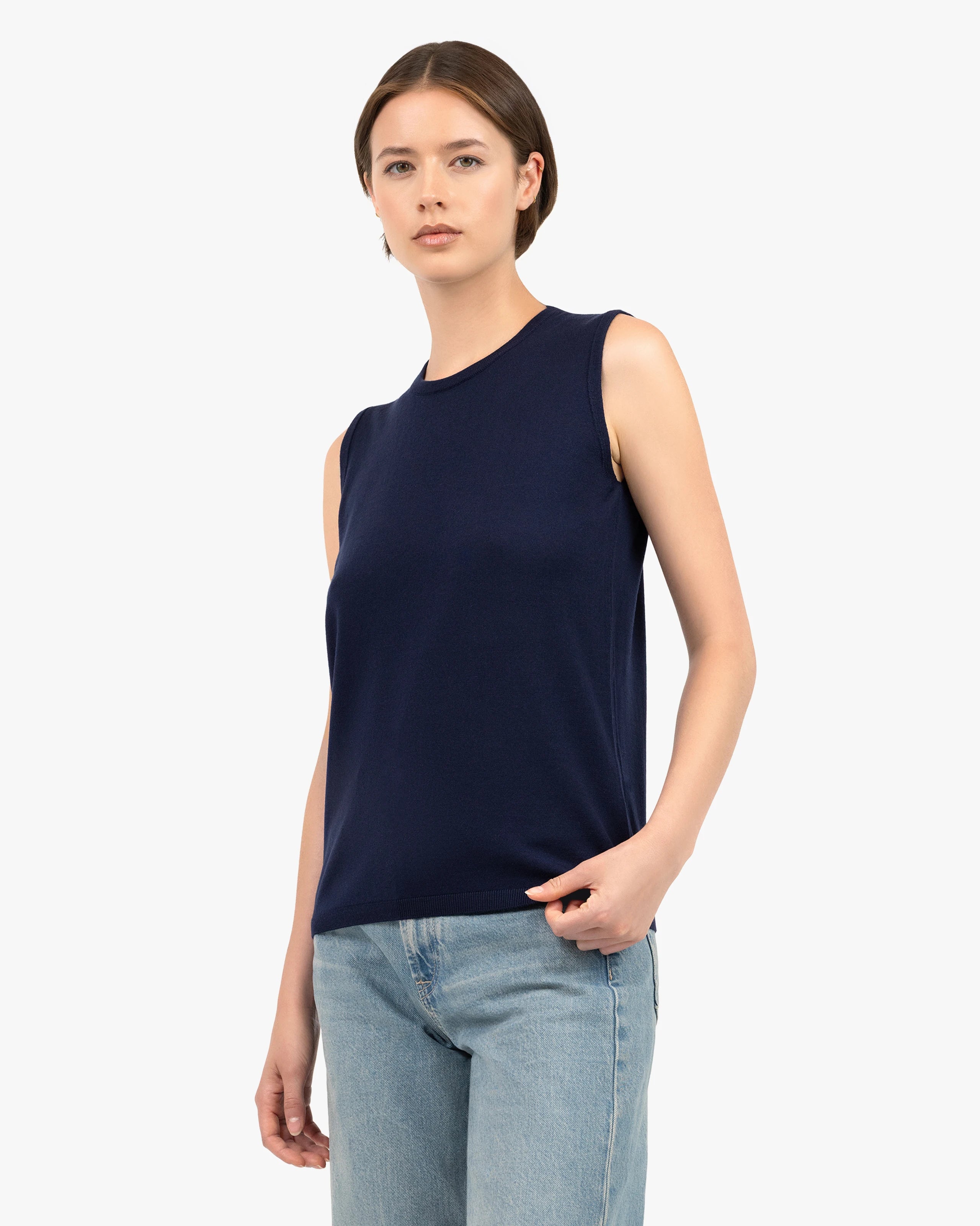 Seraphine Tank Top - Blue Merino Superfine
