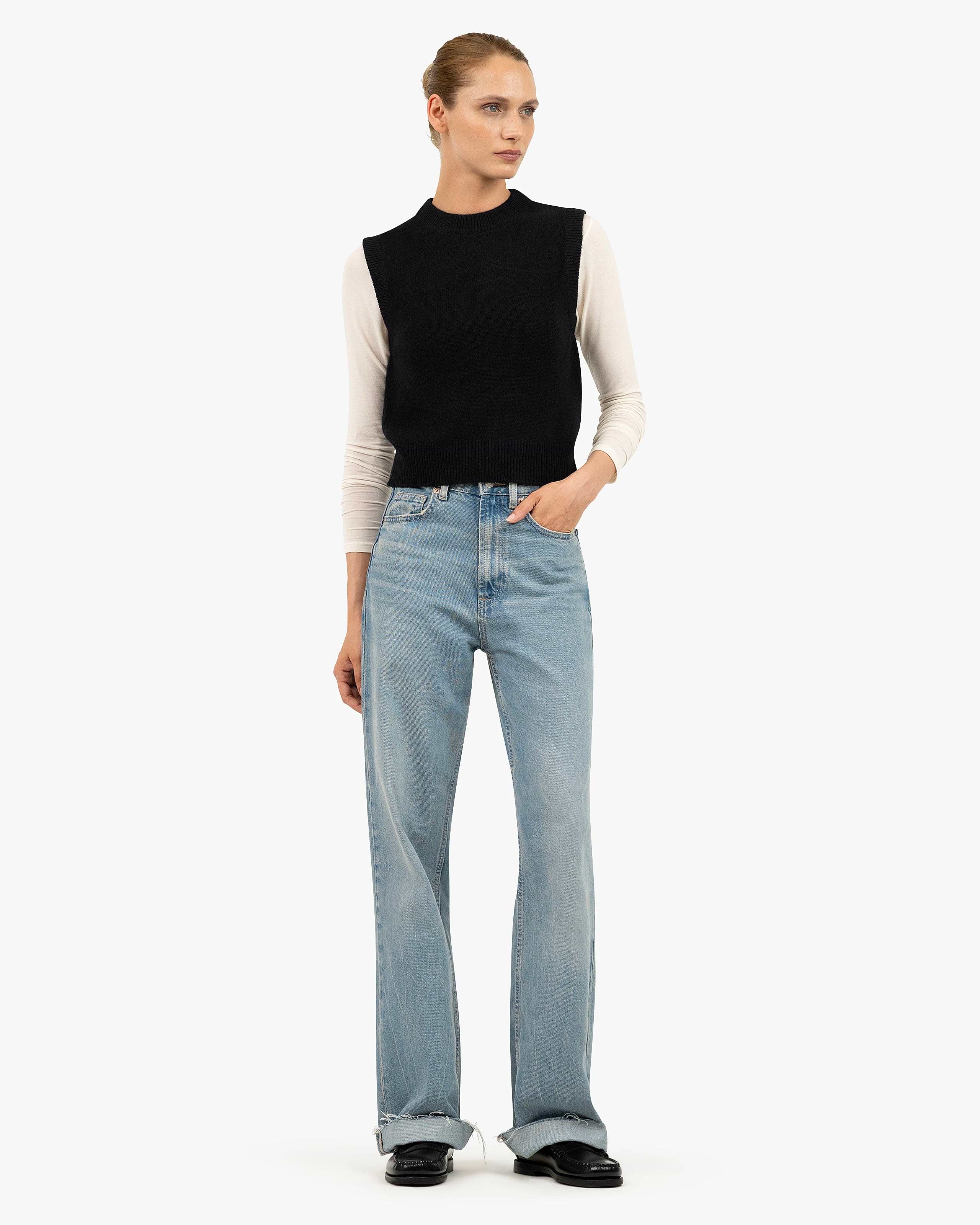 Sorapis Cropped Vest - Black Cashmere