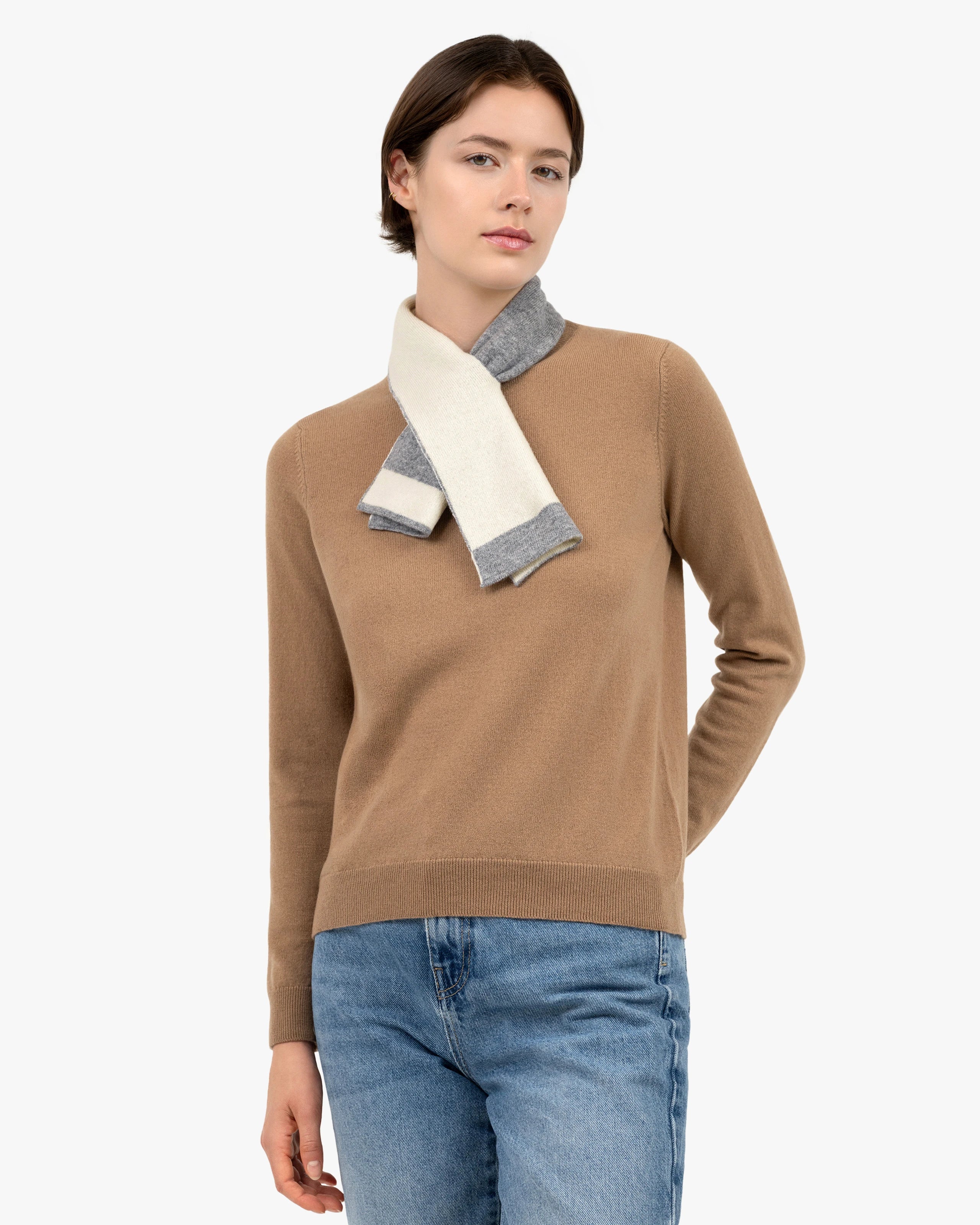 Two-Tone Neck Scarf - Medium Grey Cashmere