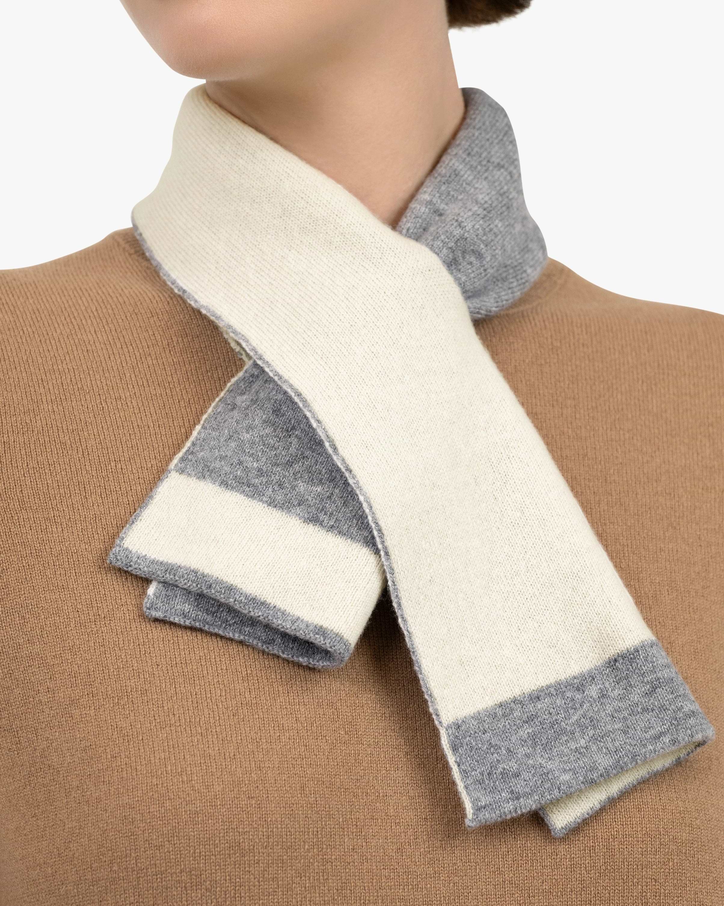 Two-Tone Neck Scarf - Medium Grey Cashmere