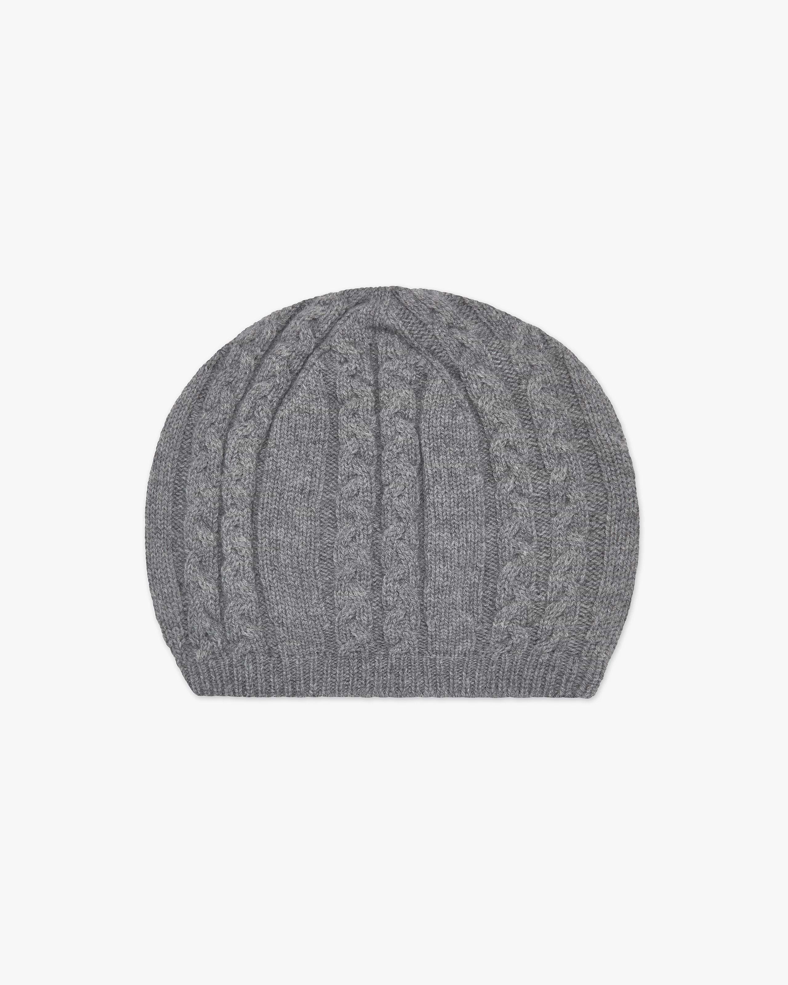 Virginia Cable Knit Beret - Medium Grey Cashmere
