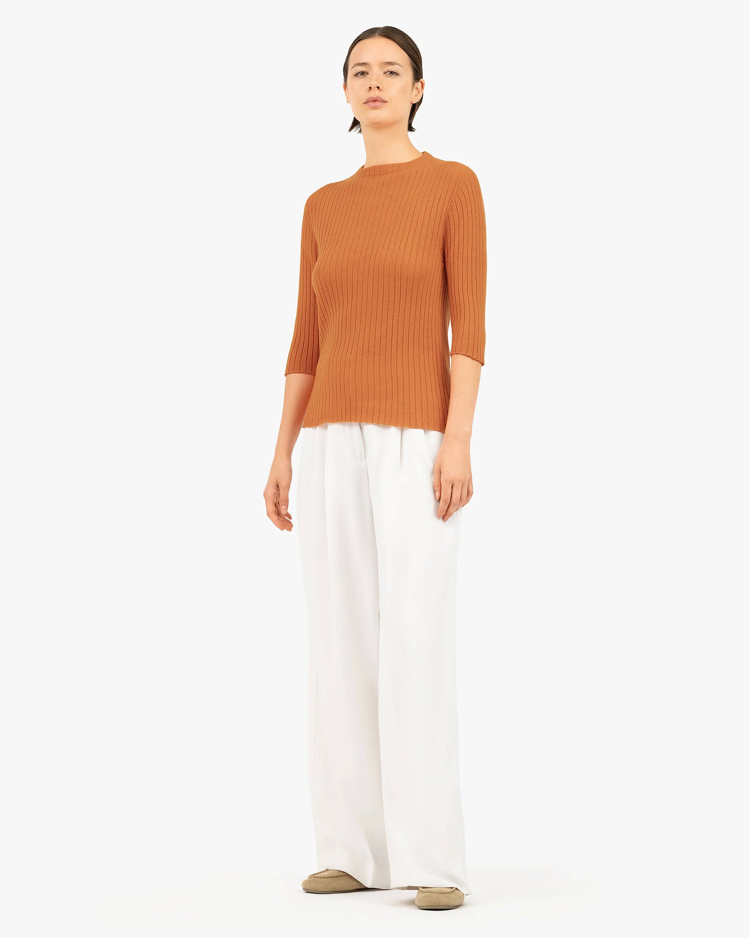 Brera 3/4 Sleeves Sweater - Orange Cashmere
