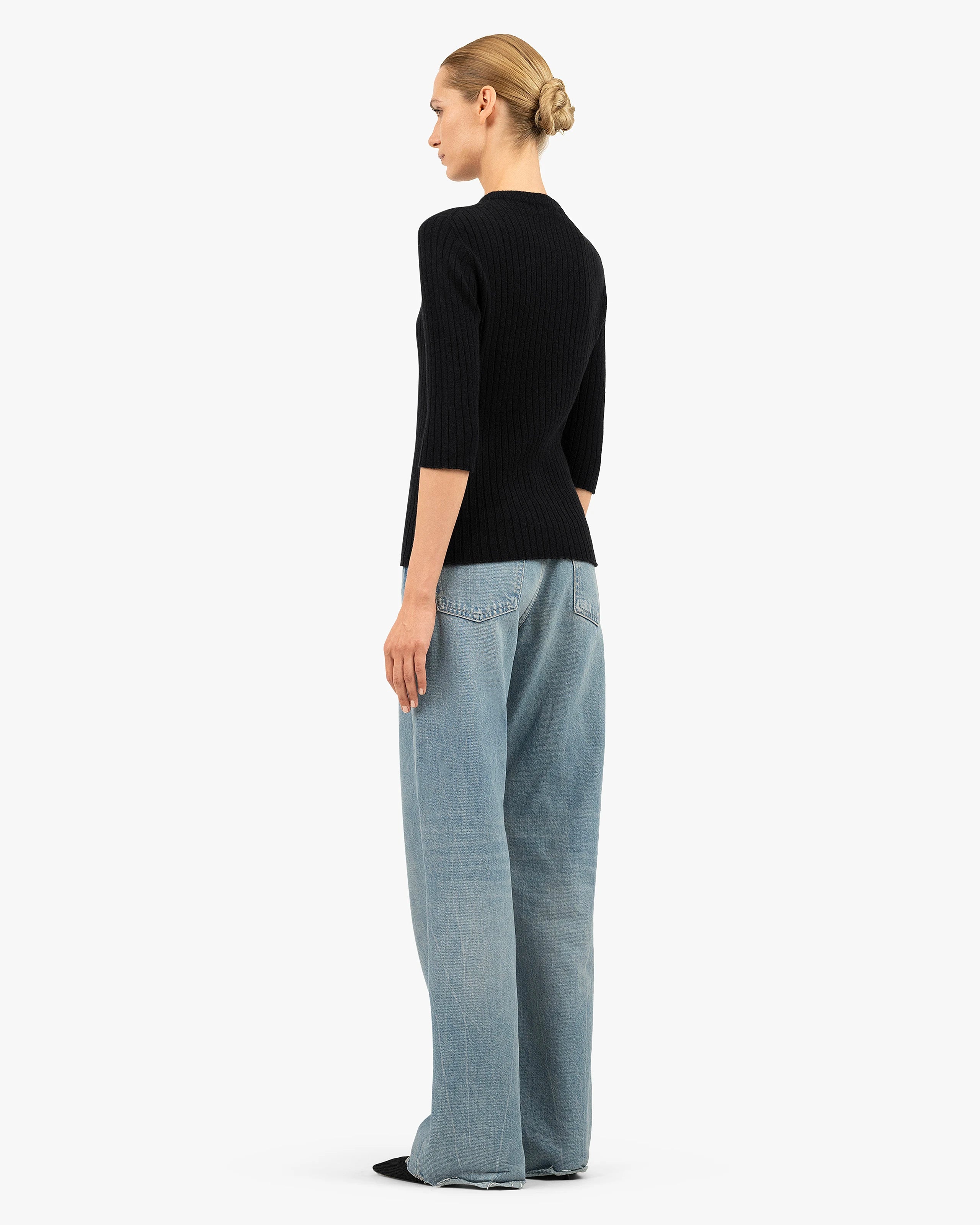 Brera 3/4 Sleeves Sweater - Black Cashmere