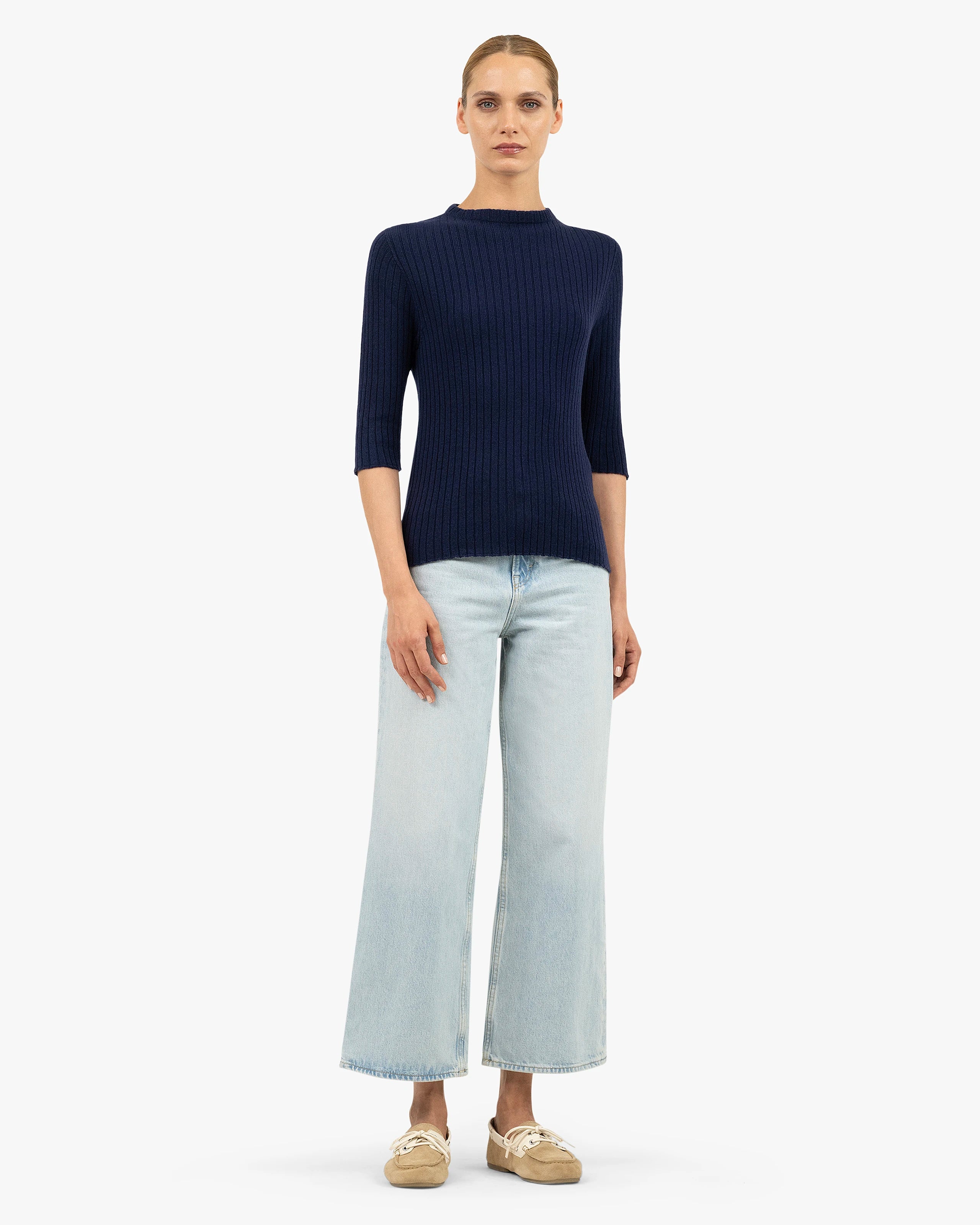 Brera 3/4 Sleeves Sweater - Blue Cashmere
