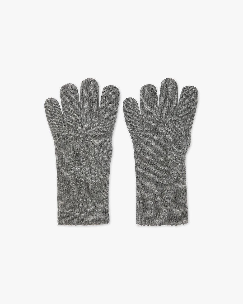 Women's Cable Knit Cashmere Gloves - Medium Grey | MaisonCashmere