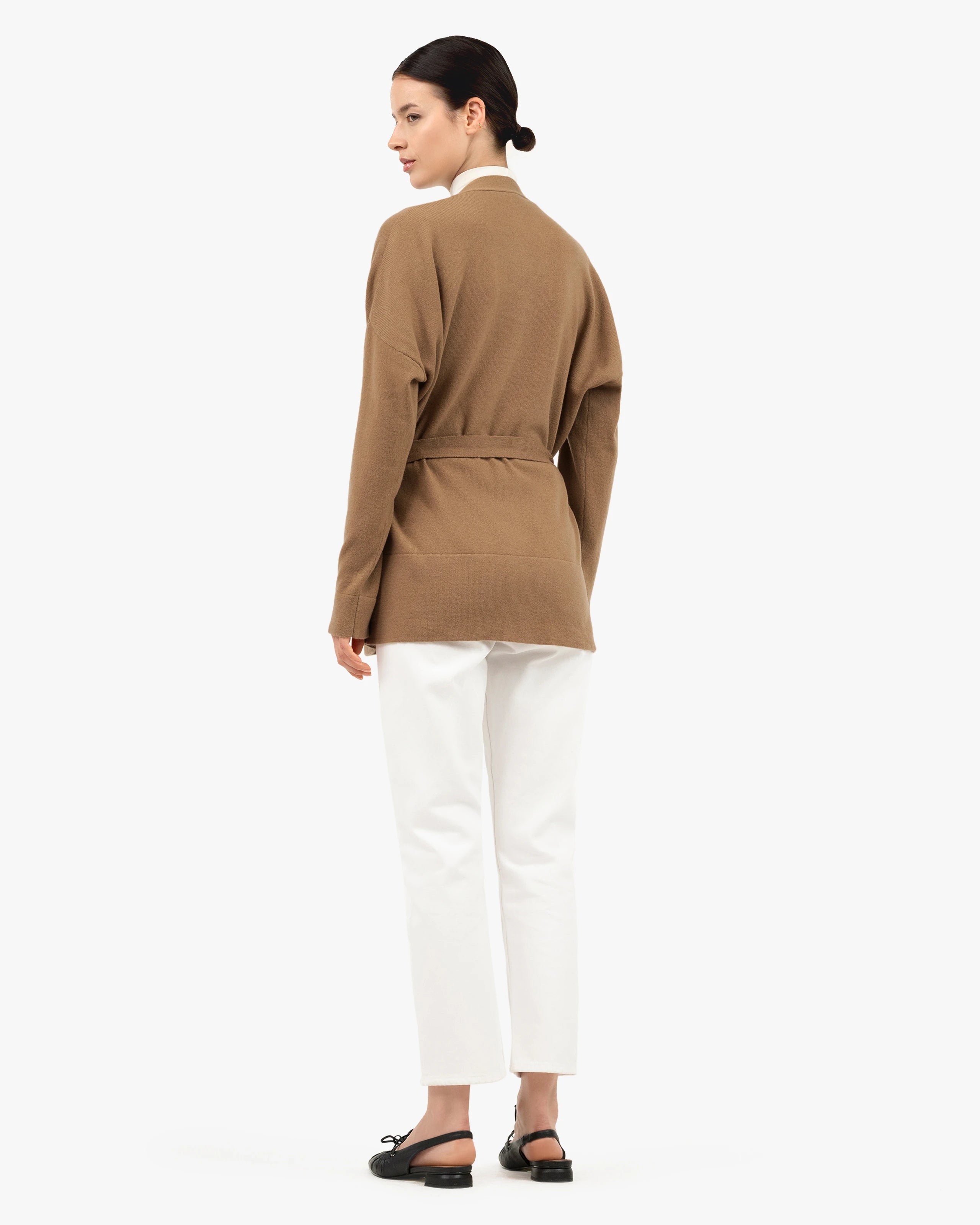 Women's Velia Cardigan - Camel Cashmere