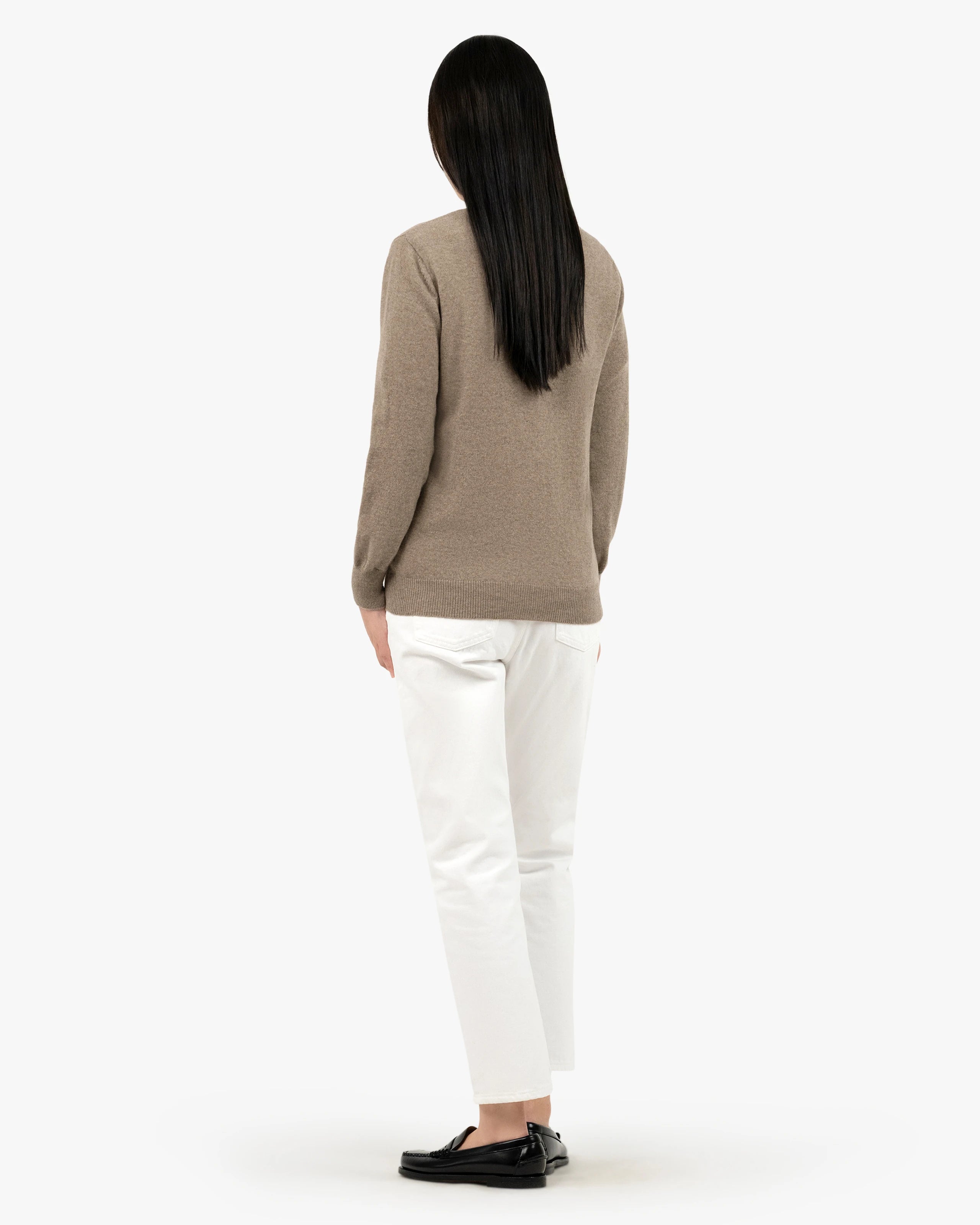 Women's Essential V-Neck Cardigan - Taupe Cashmere
