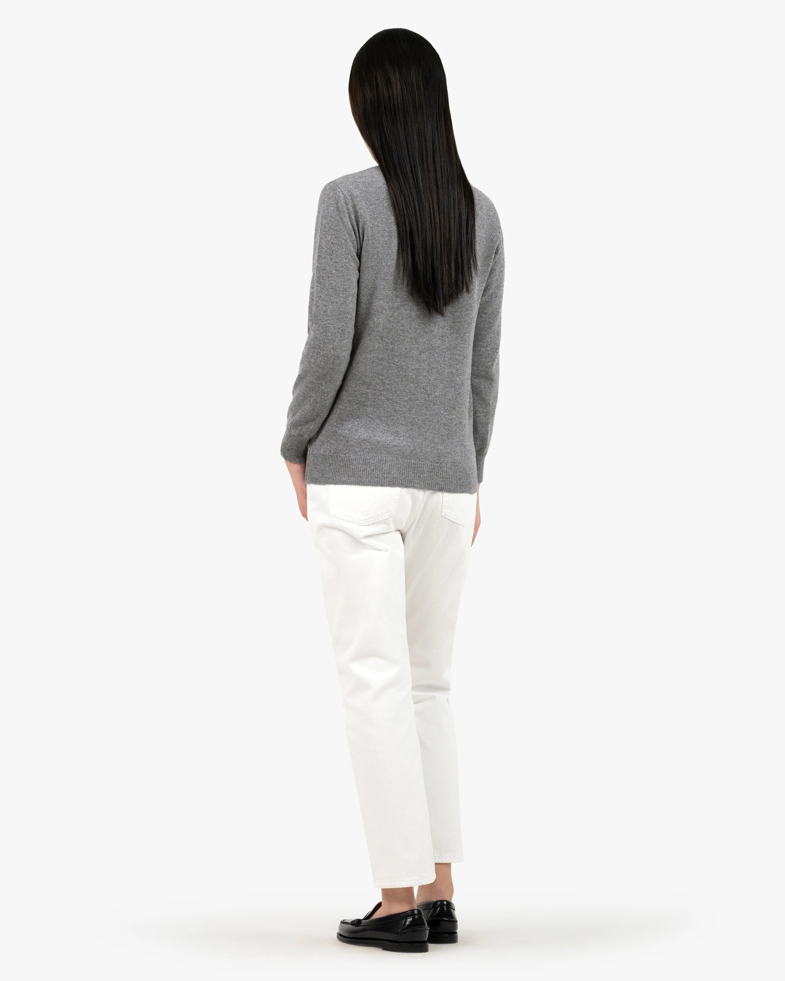 Women's Essential V-Neck Cardigan - Medium Grey Cashmere
