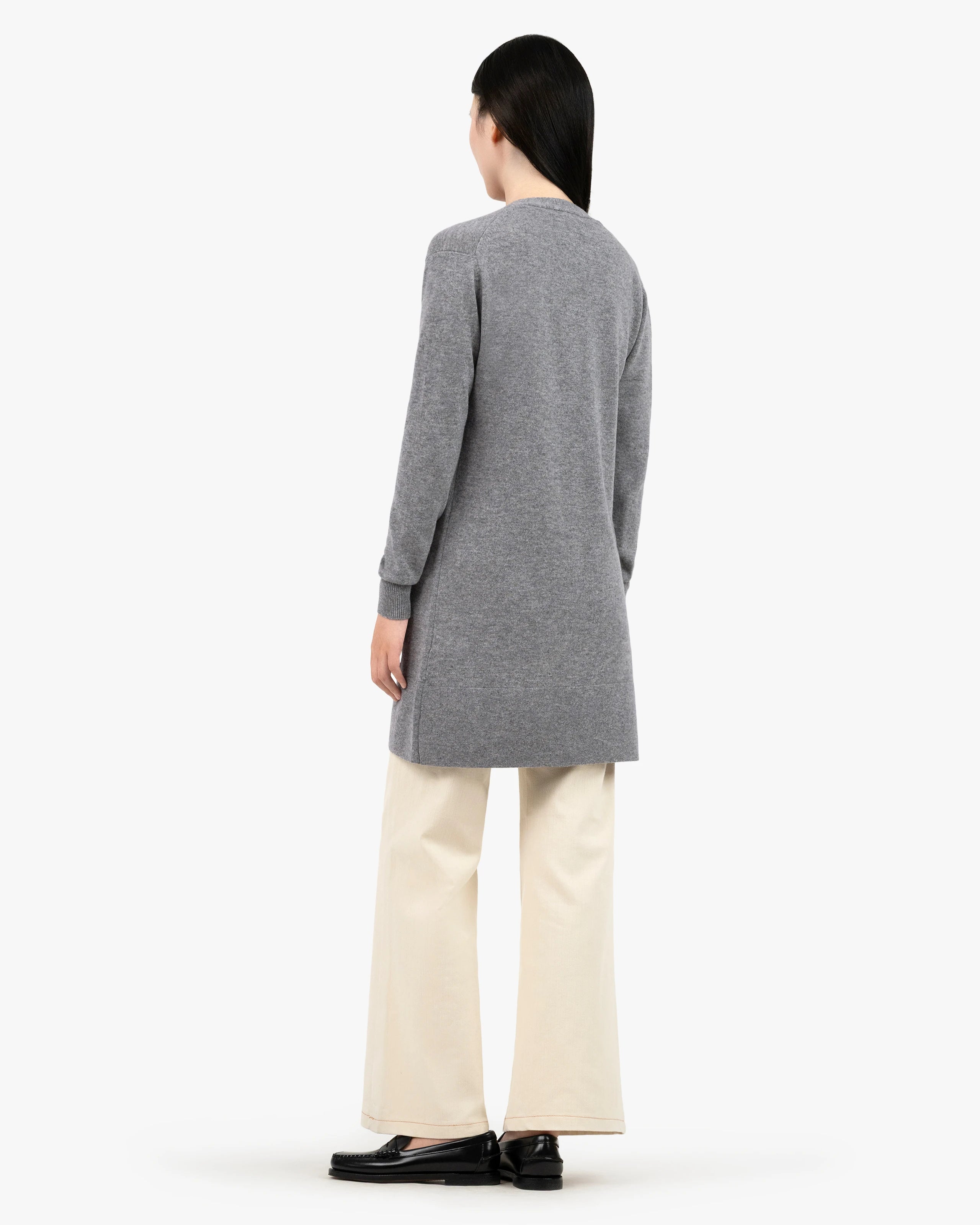 Essential Long Cardigan - Medium Grey Cashmere