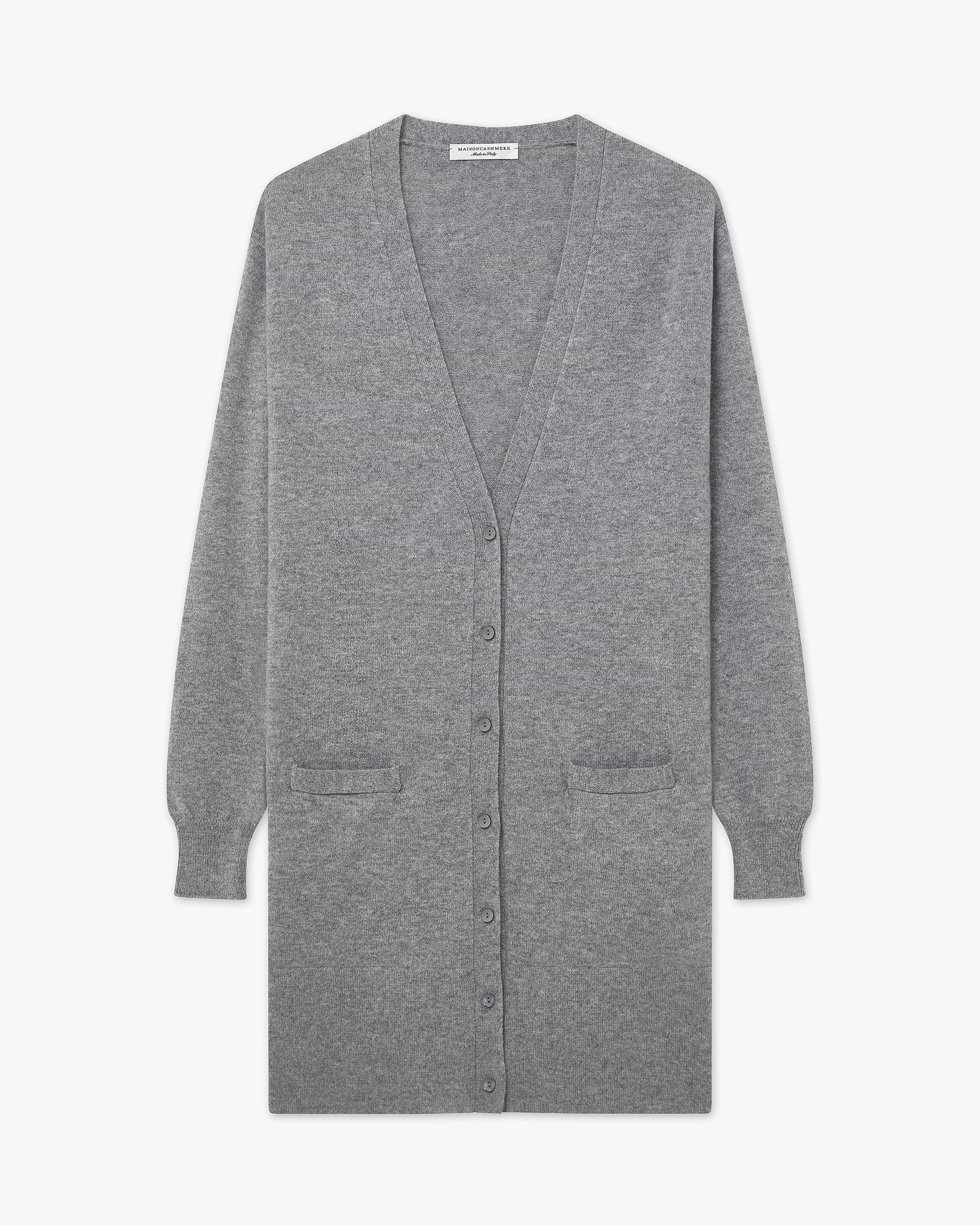 Essential Long Cardigan - Medium Grey Cashmere