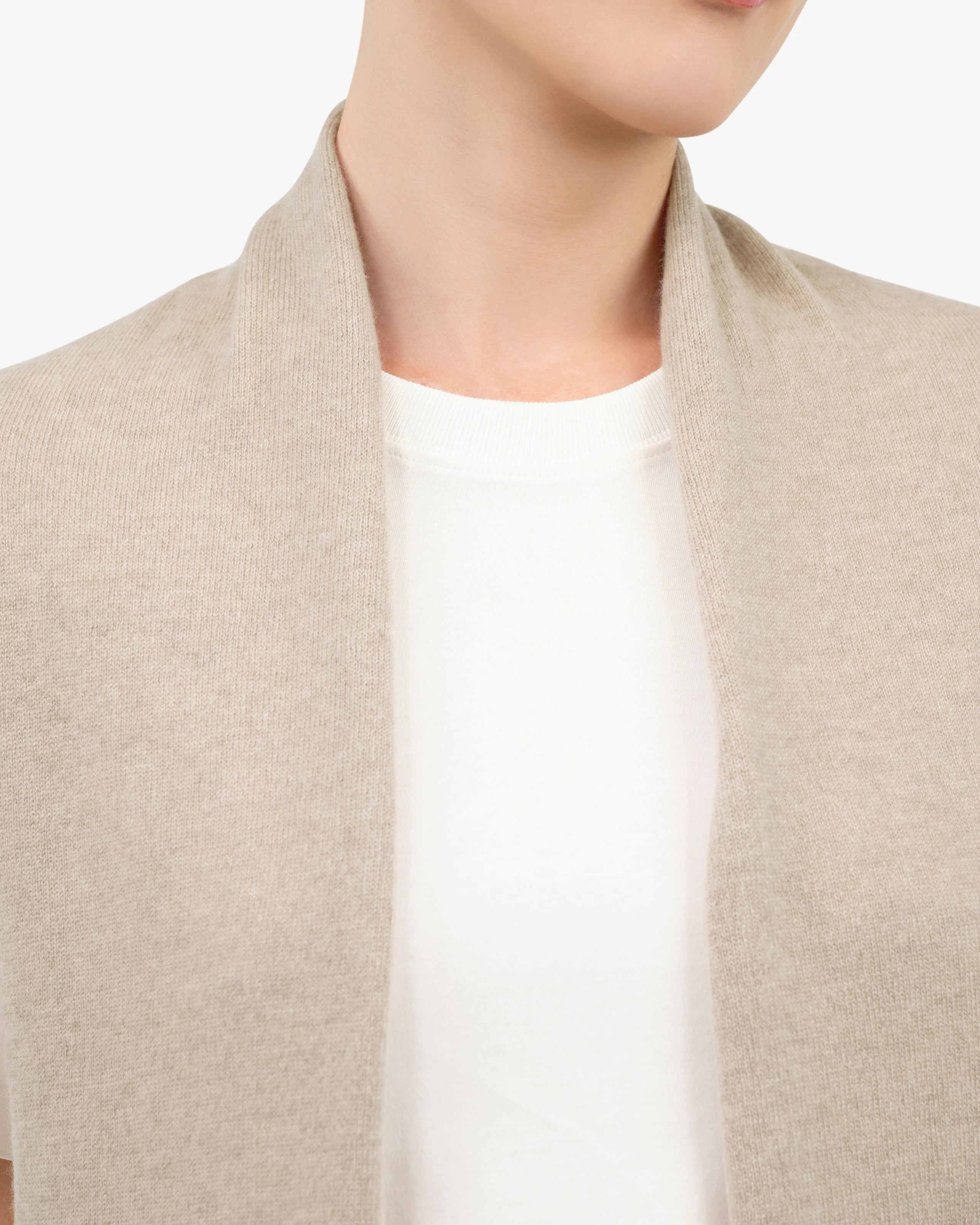 Essential Sleeveless Cardigan - Beige Cashmere