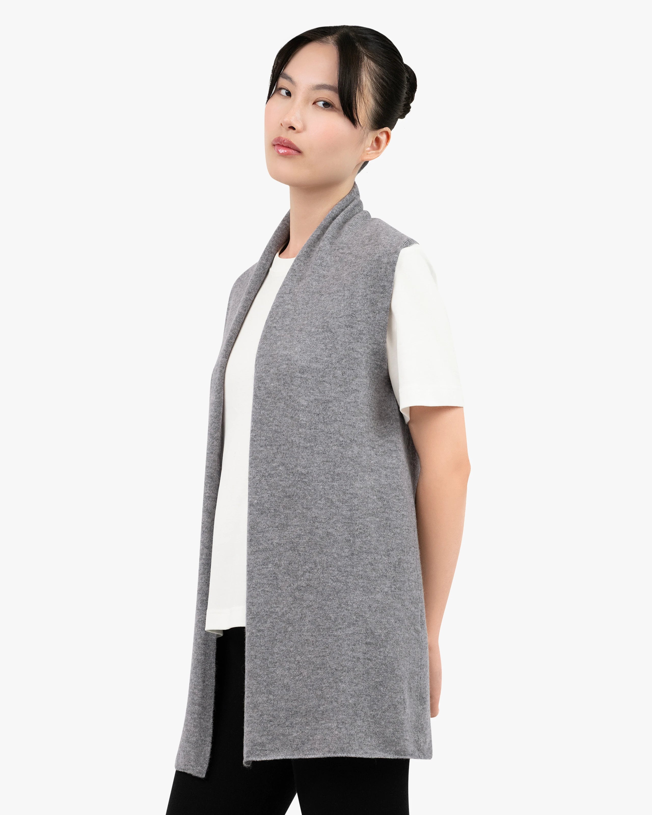 Essential Sleeveless Cardigan - Medium Grey Cashmere