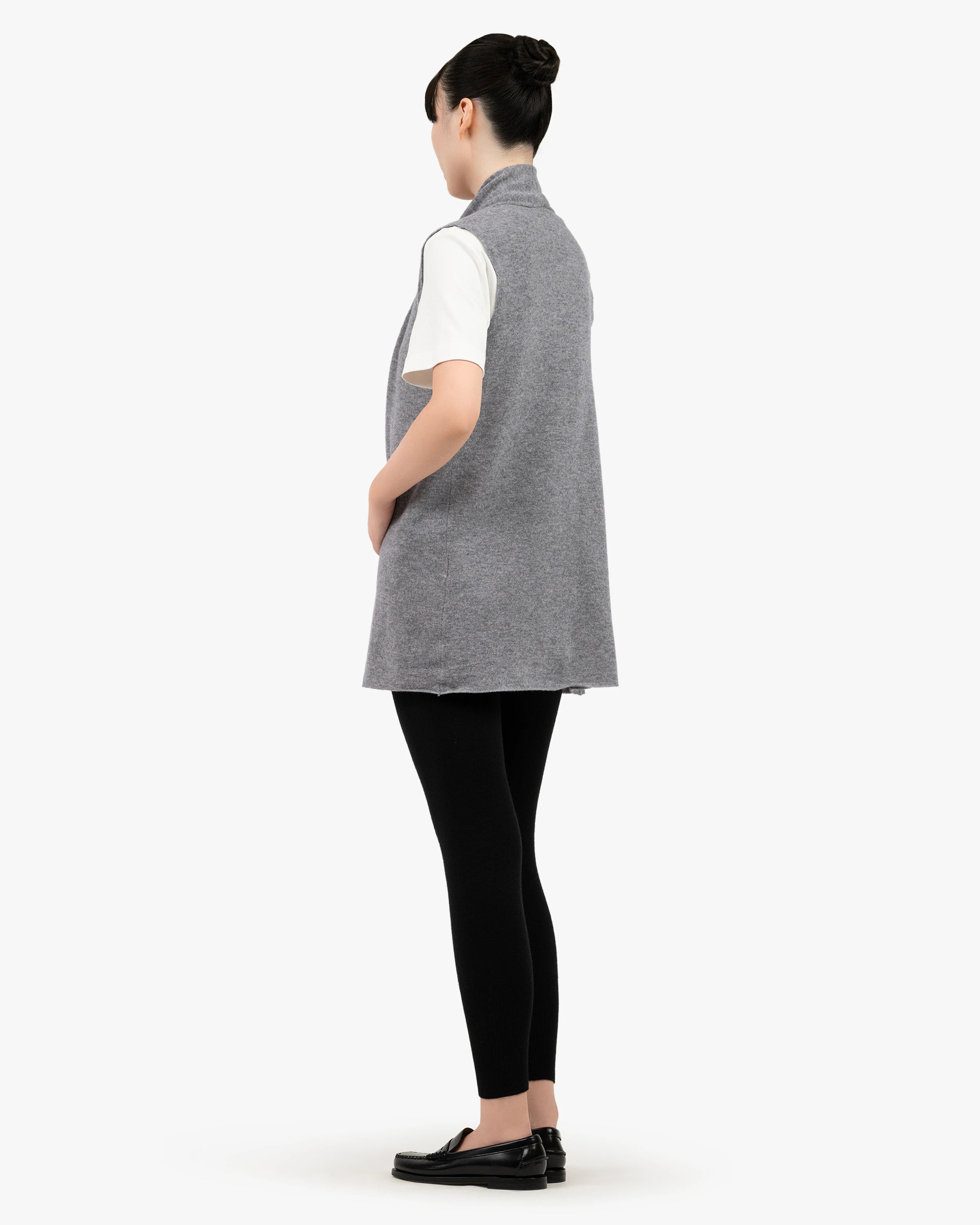 Essential Sleeveless Cardigan - Medium Grey Cashmere