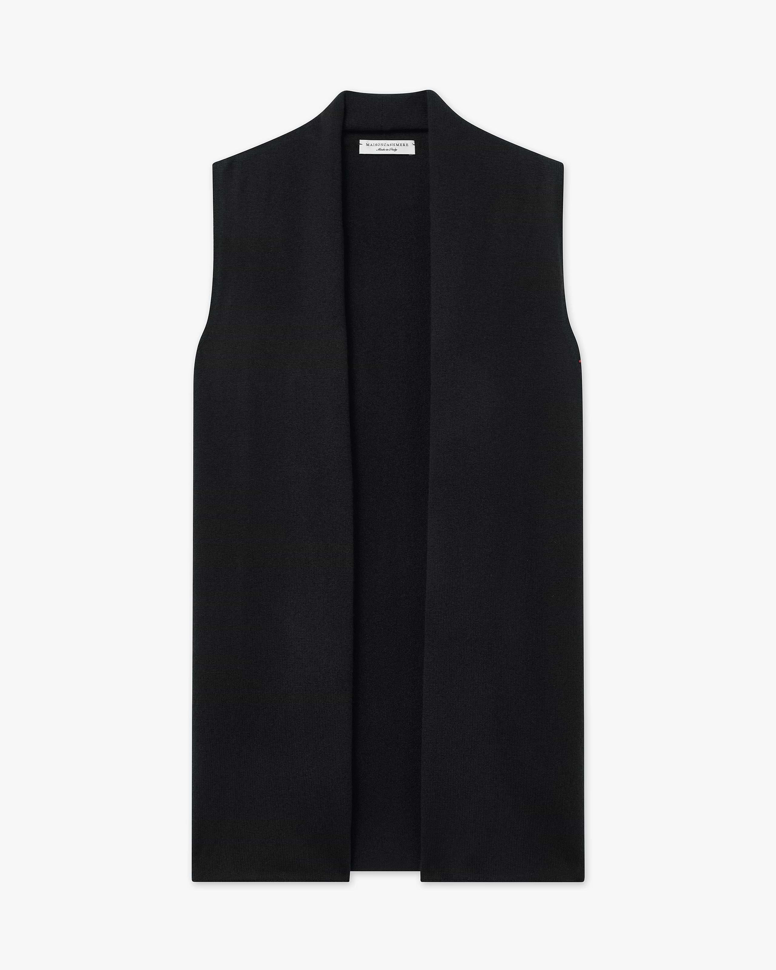 Essential Sleeveless Cardigan - Black Cashmere
