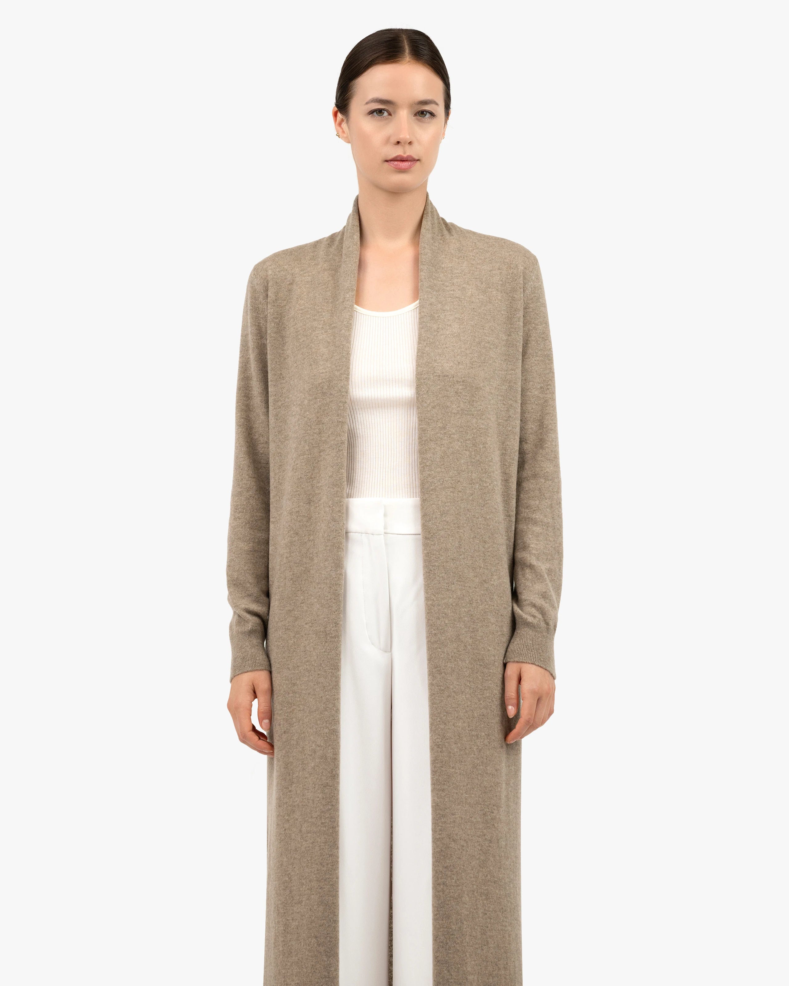 Stresa Long Cardigan - Taupe Cashmere