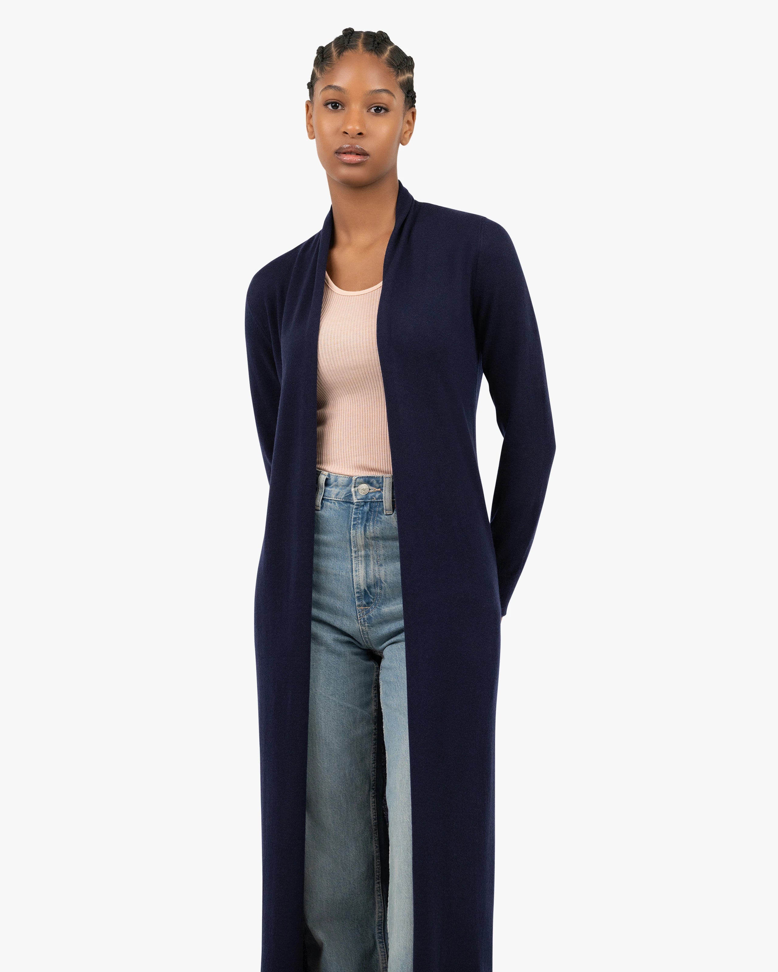 Stresa Long Cardigan - Blue Cashmere