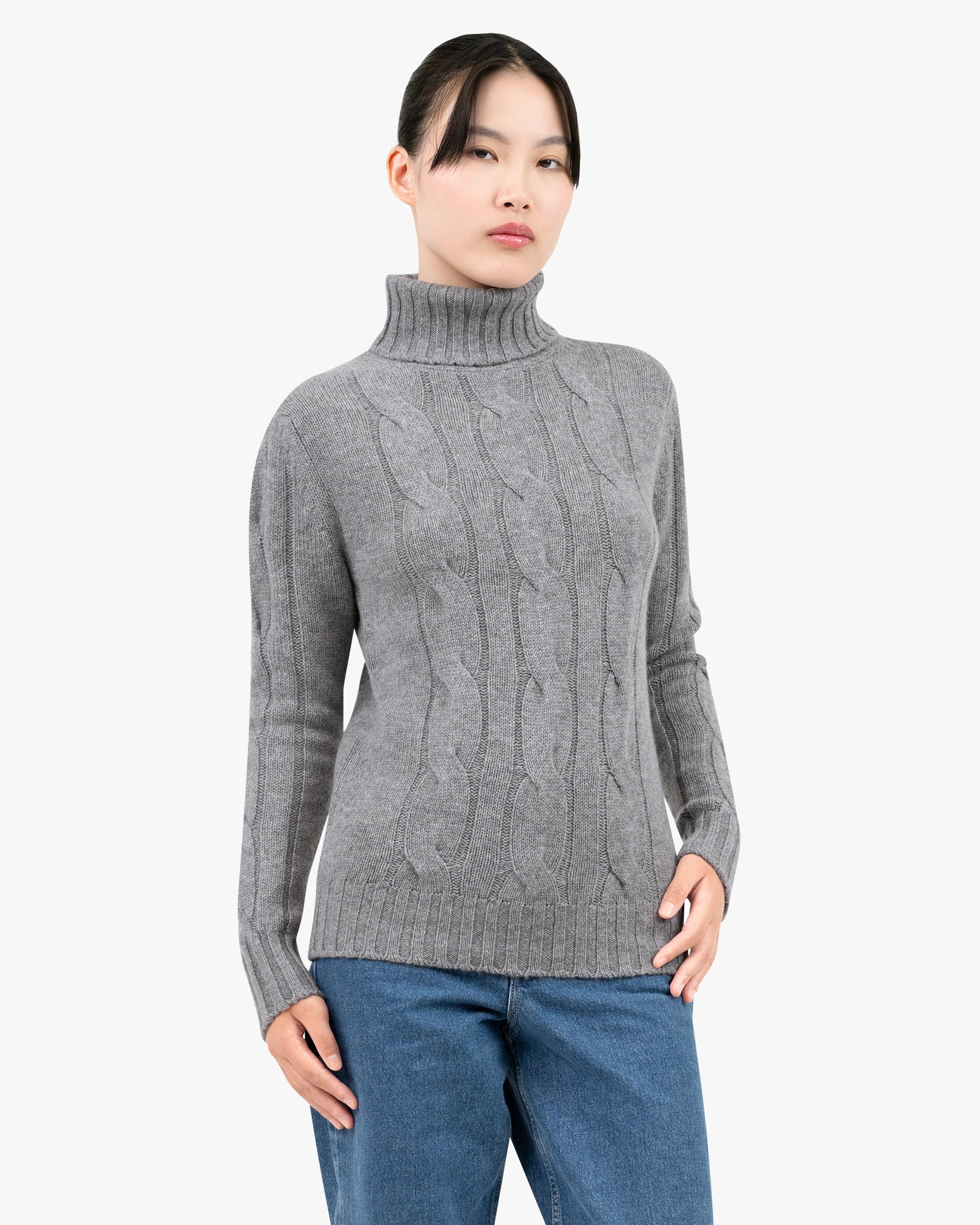 Women's Celerina Turtleneck Sweater - Medium Grey Cashmere