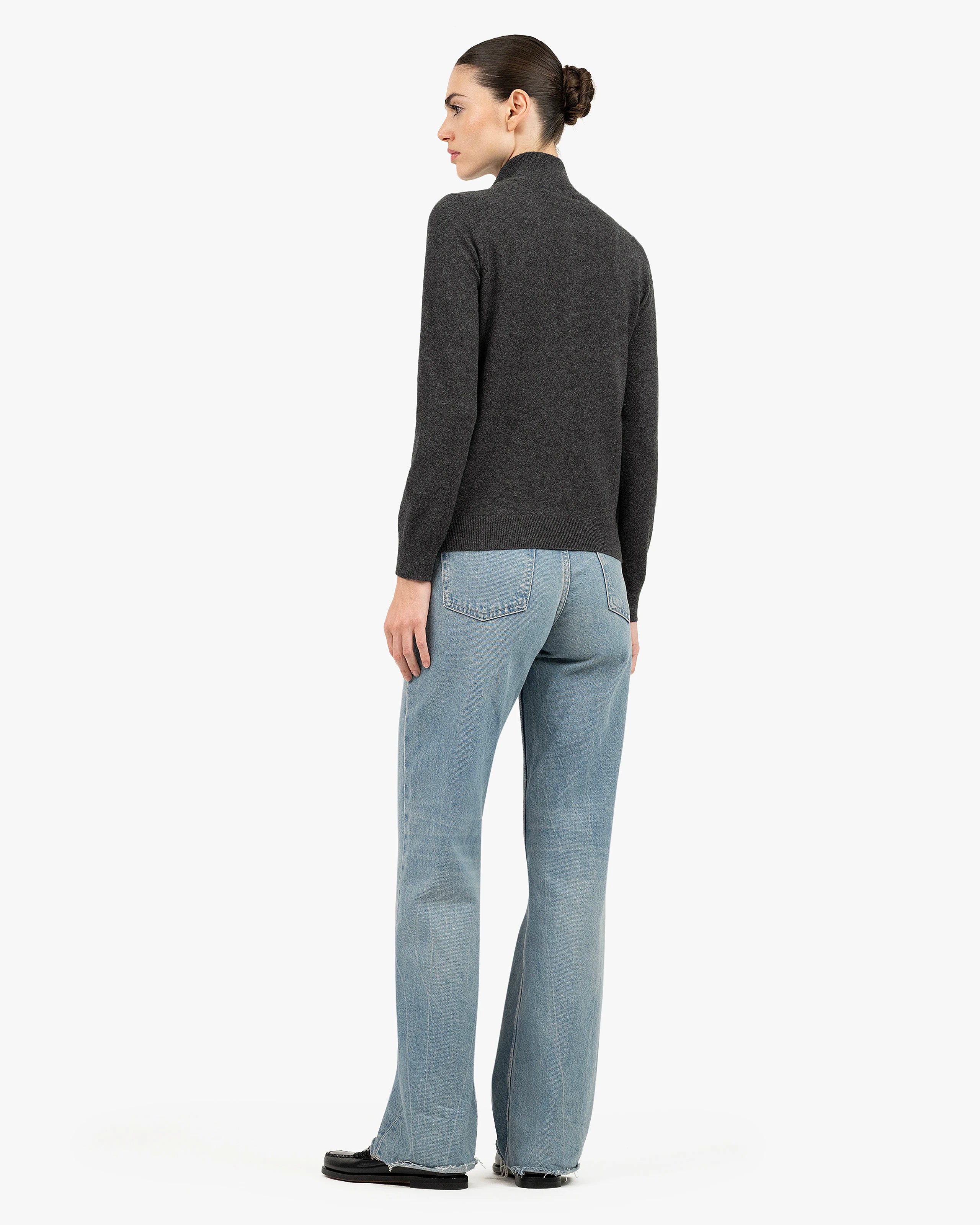 Women's Salò Zip Cardigan - Charcoal Cashmere