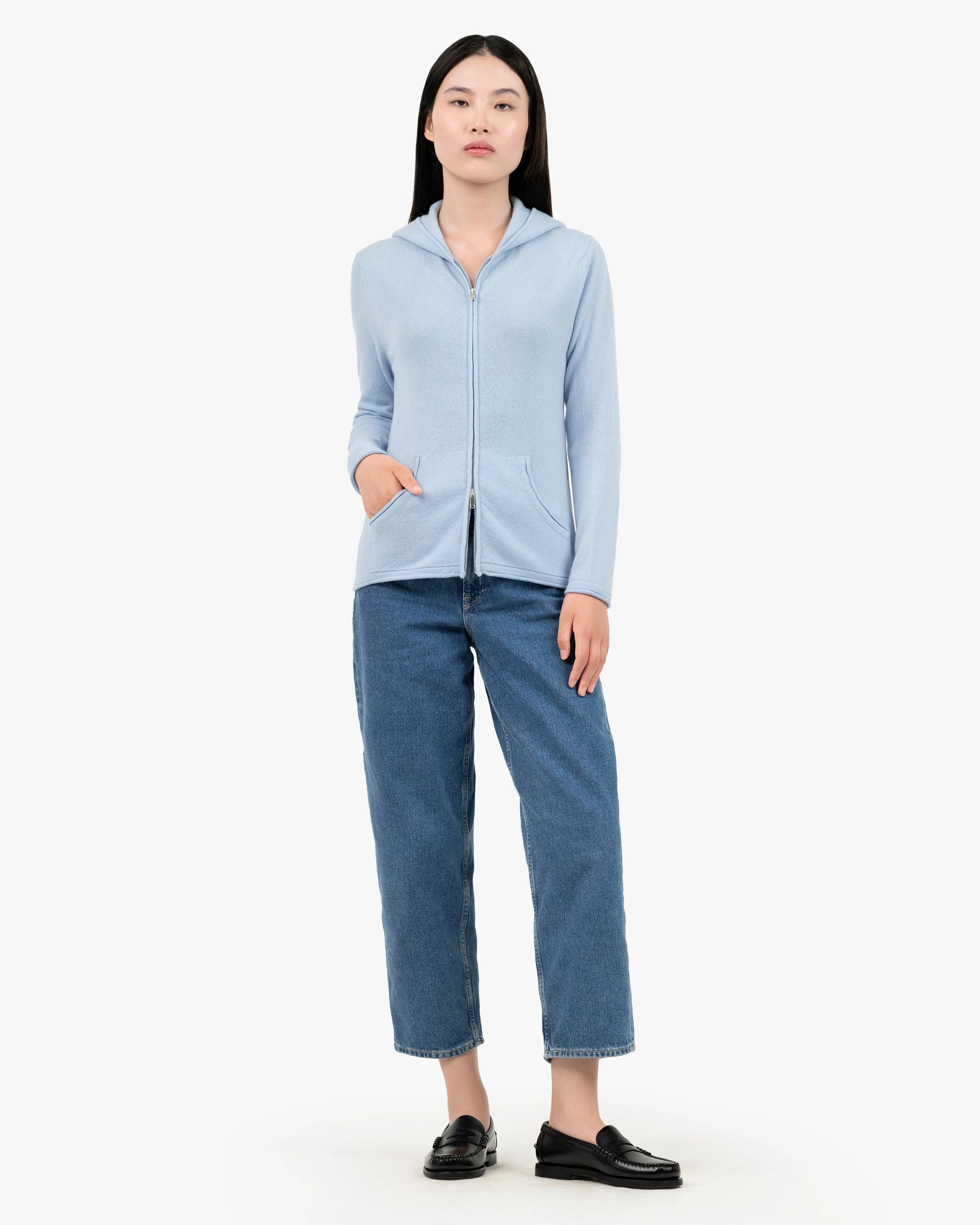 Women's Salò Zip Hoodie - Light Blue Cashmere