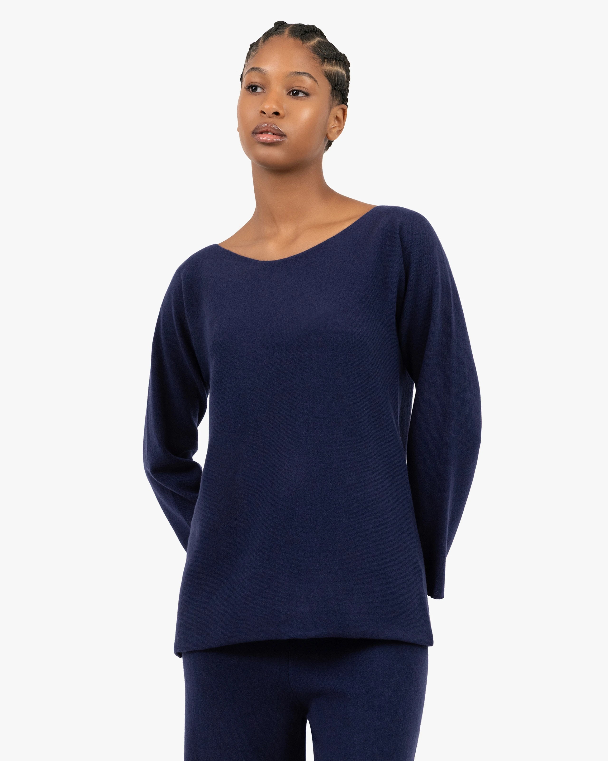 Chaillot Boat Neck Sweater - Blue Cashmere