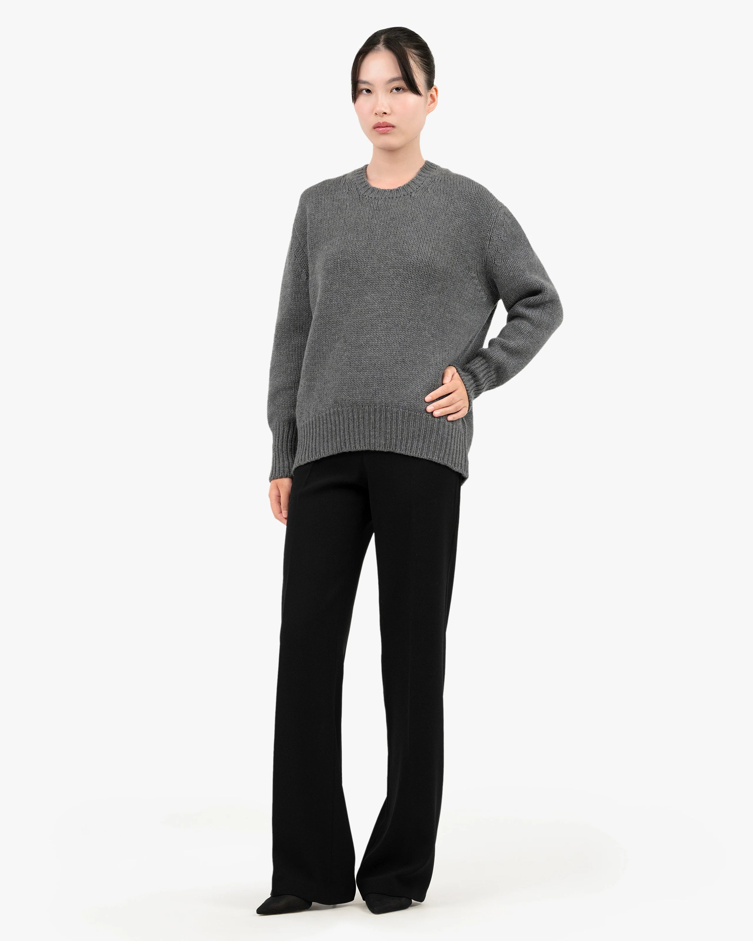 Women's Dalmar Crew Neck Sweater - Medium Grey Merino / Cashmere
