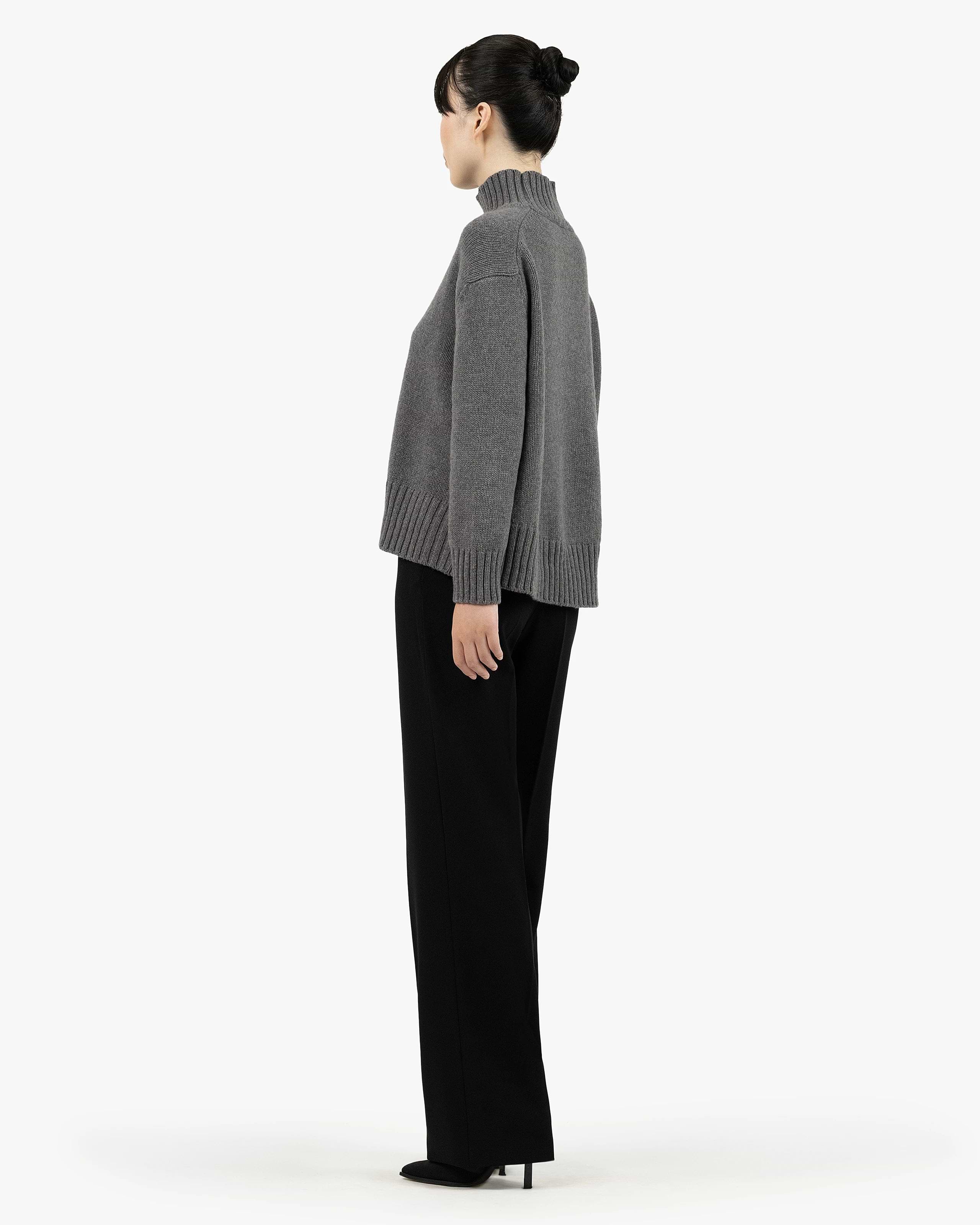 Women's Dolomiti Cashmere Mock Neck Sweater - Grey | MaisonCashmere Women's Dolomiti Cashmere Mock Neck Sweater - Grey | MaisonCashmere