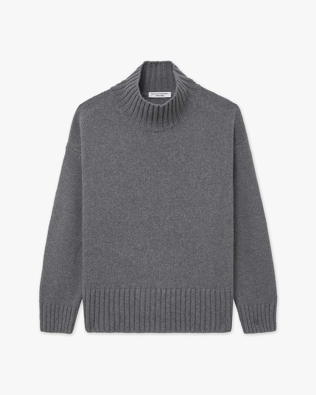 Women's Dolomiti Cashmere Mock Neck Sweater - Grey | MaisonCashmere Women's Dolomiti Cashmere Mock Neck Sweater - Grey | MaisonCashmere