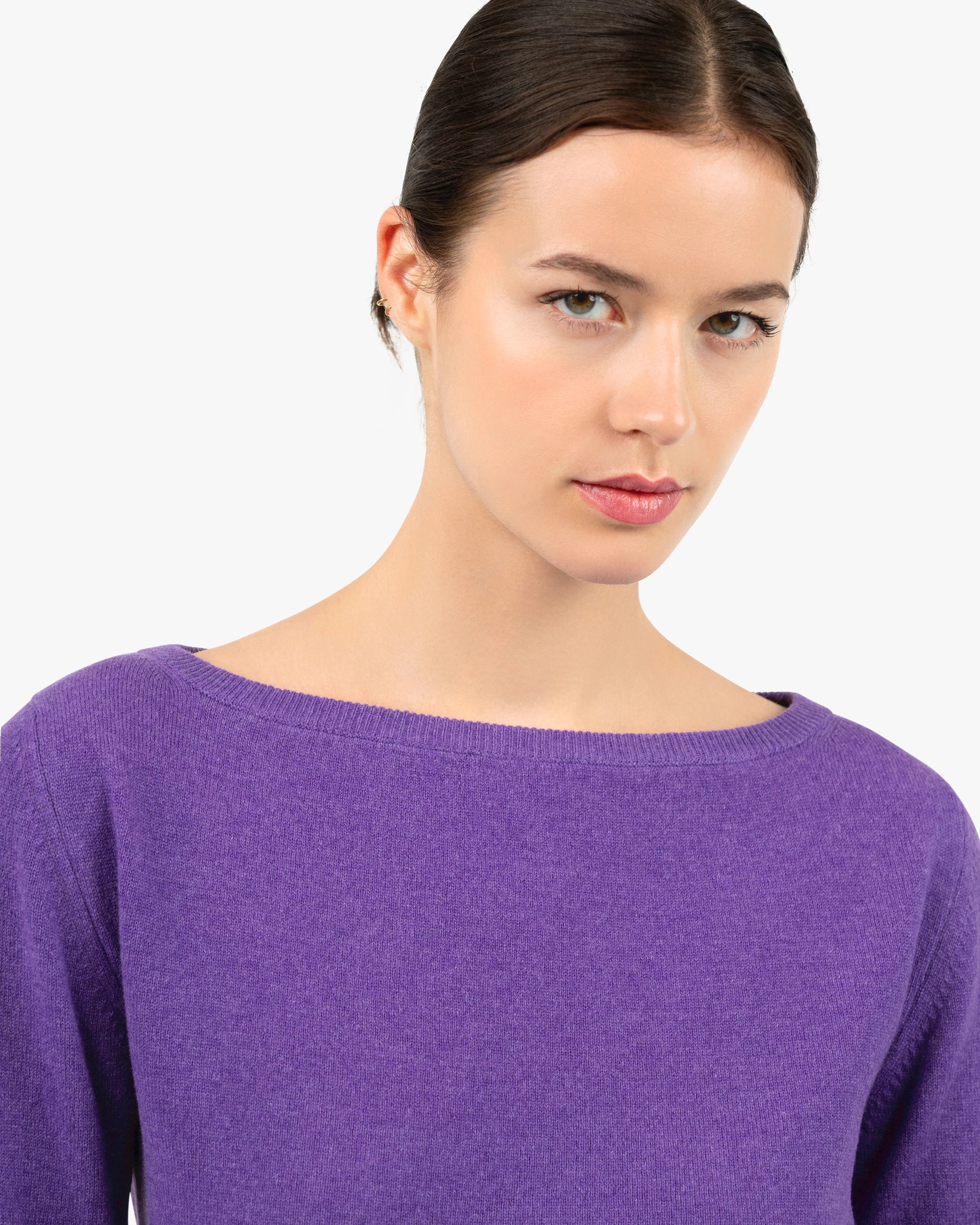 Essential Boat Neck Sweater - Purple Cashmere