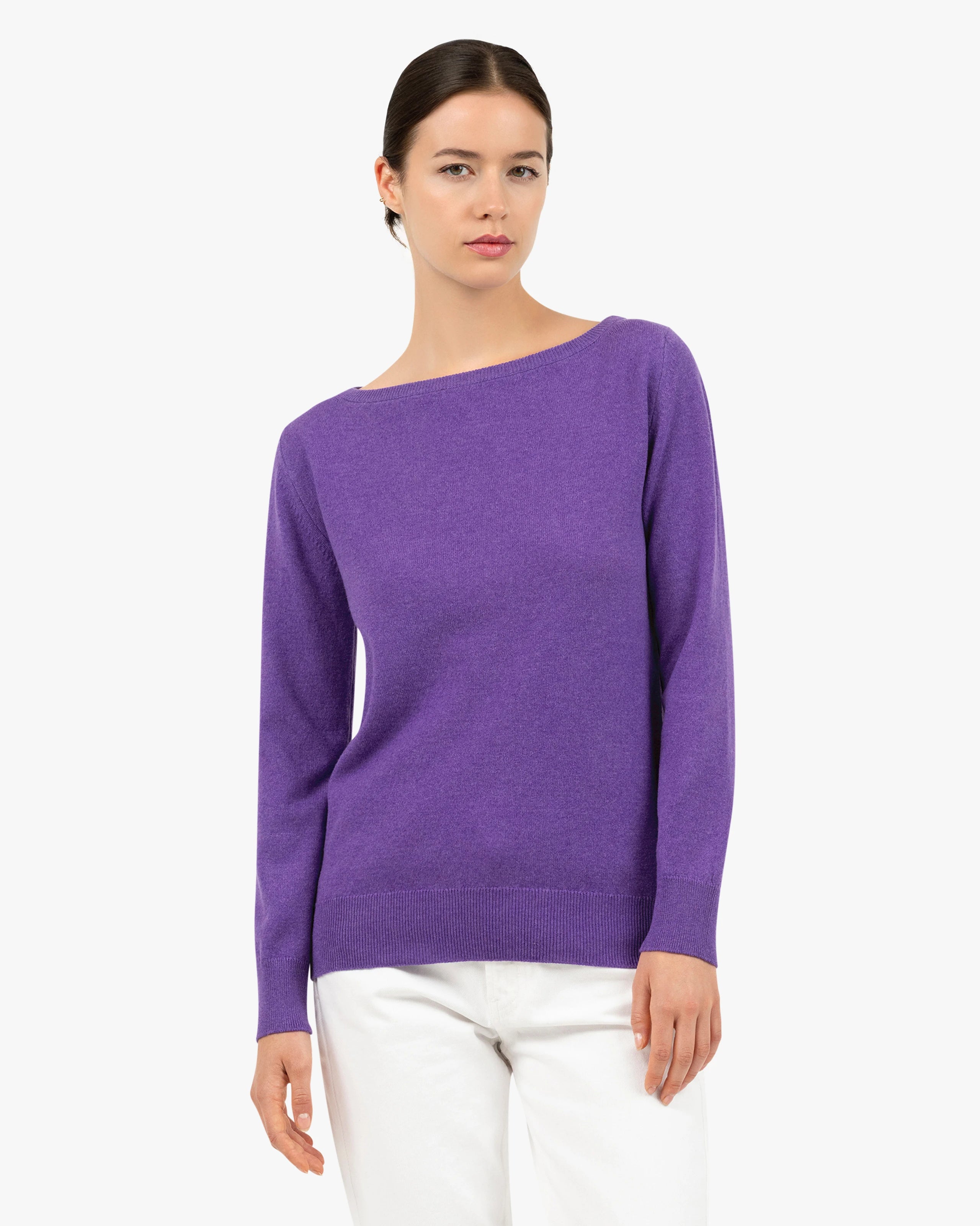 Essential Boat Neck Sweater - Purple Cashmere