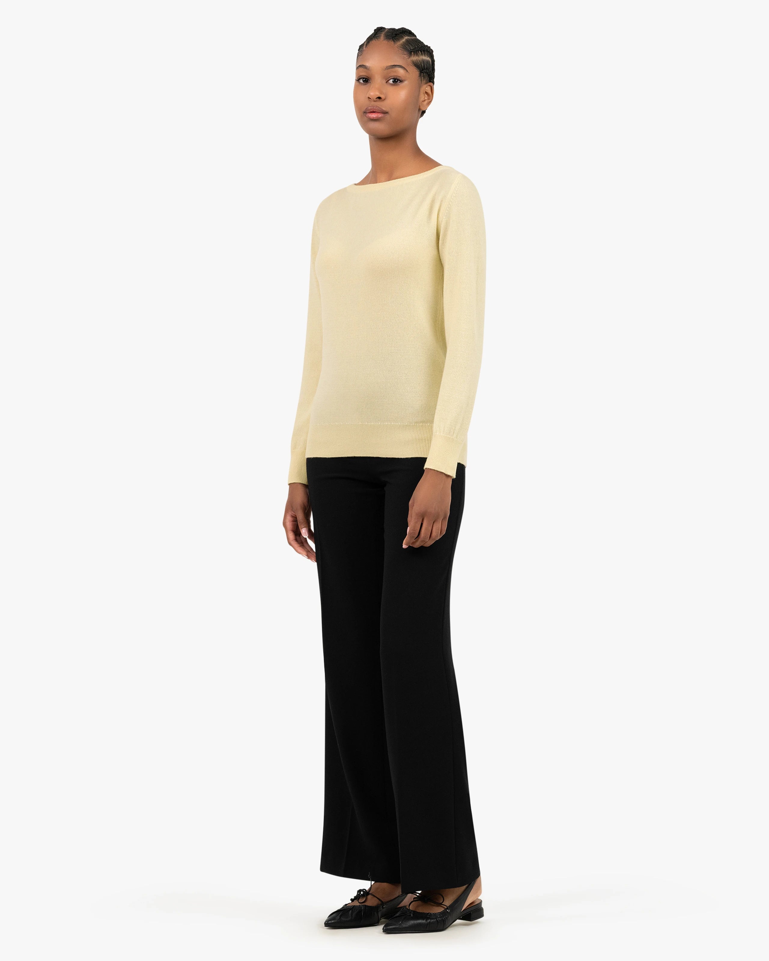 Essential Boat Neck Sweater - Yellow Cashmere