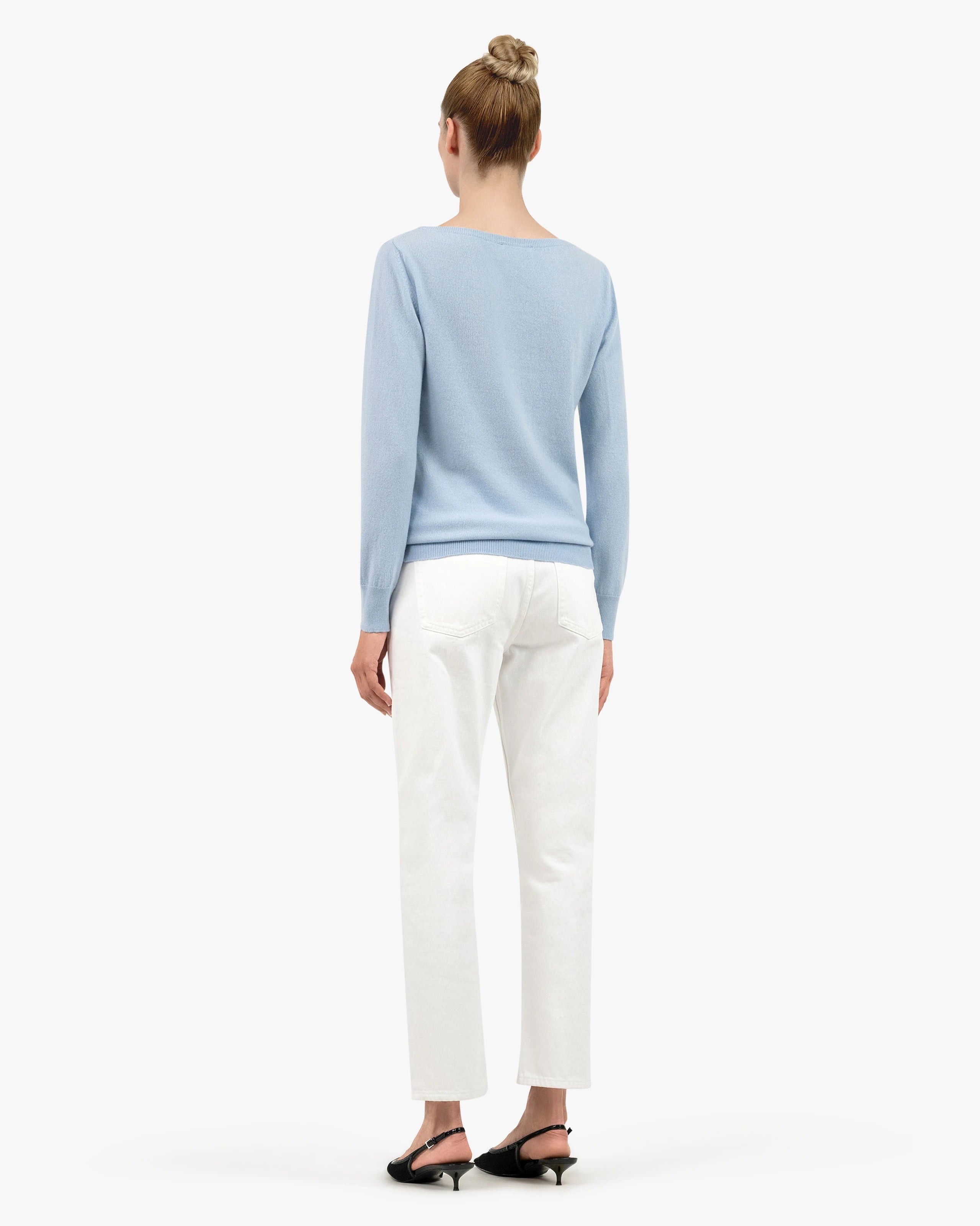 Essential Boat Neck Sweater - Light Blue Cashmere
