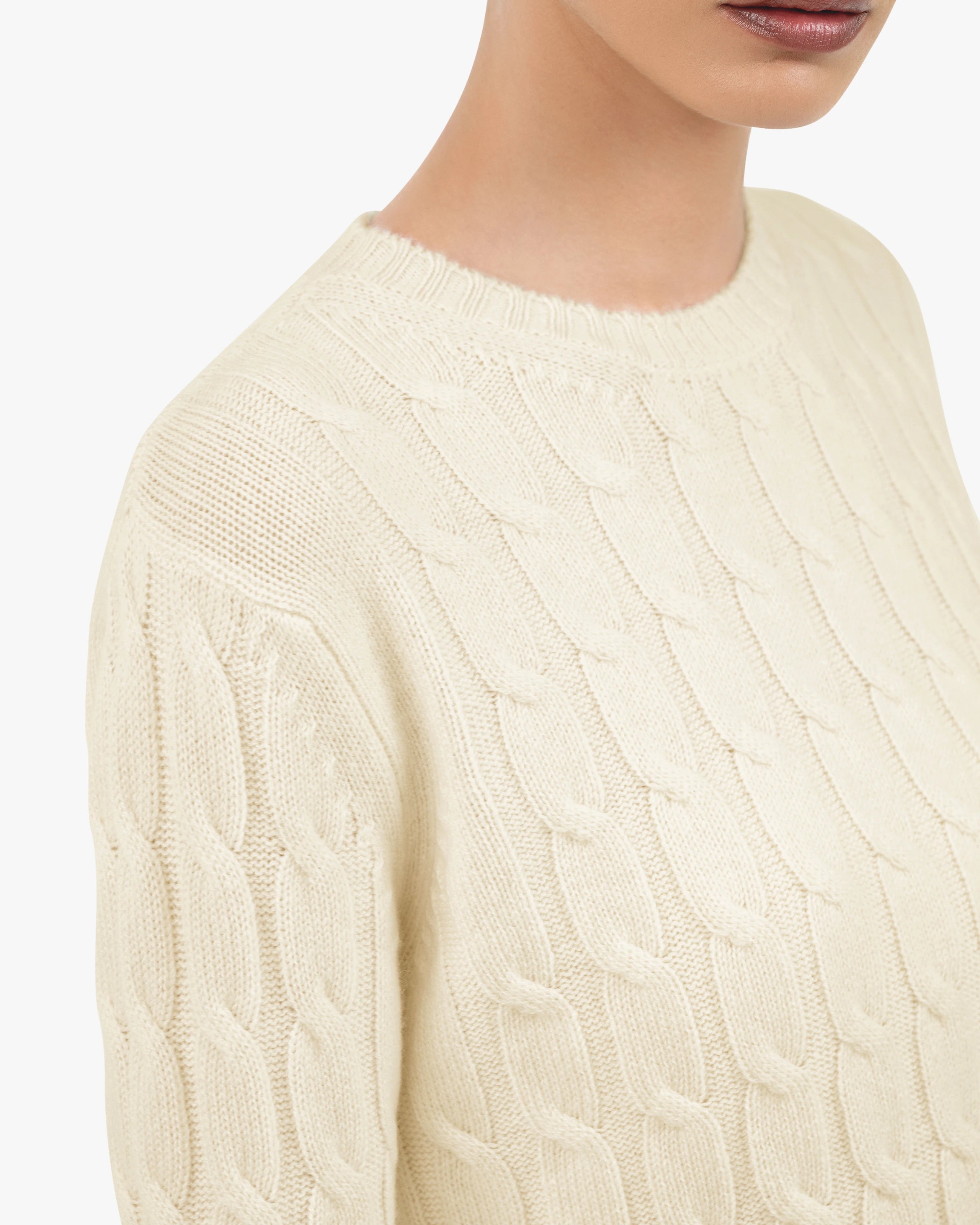 Essential Cable Knit Sweater - White Cashmere