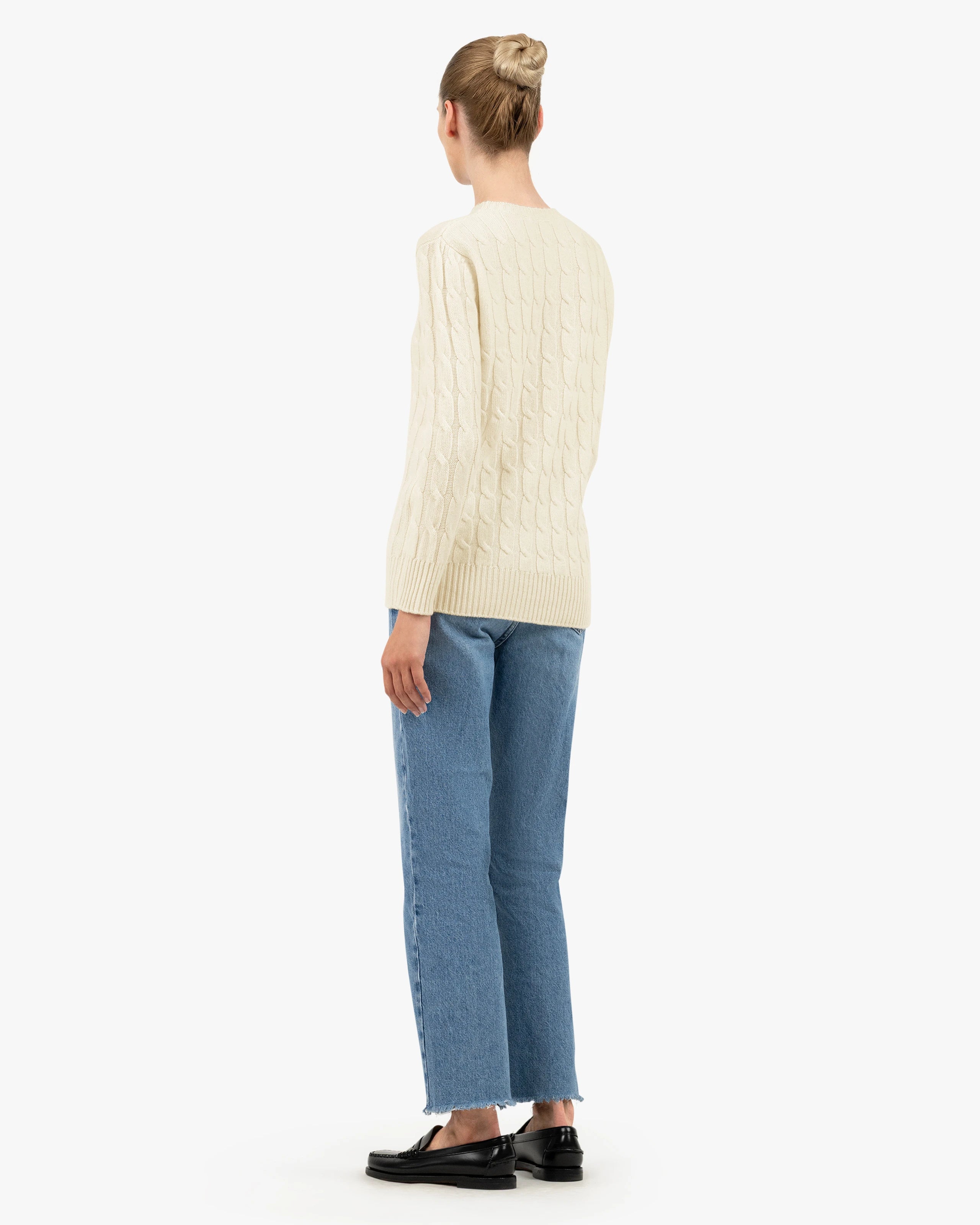 Essential Cable Knit Sweater - White Cashmere