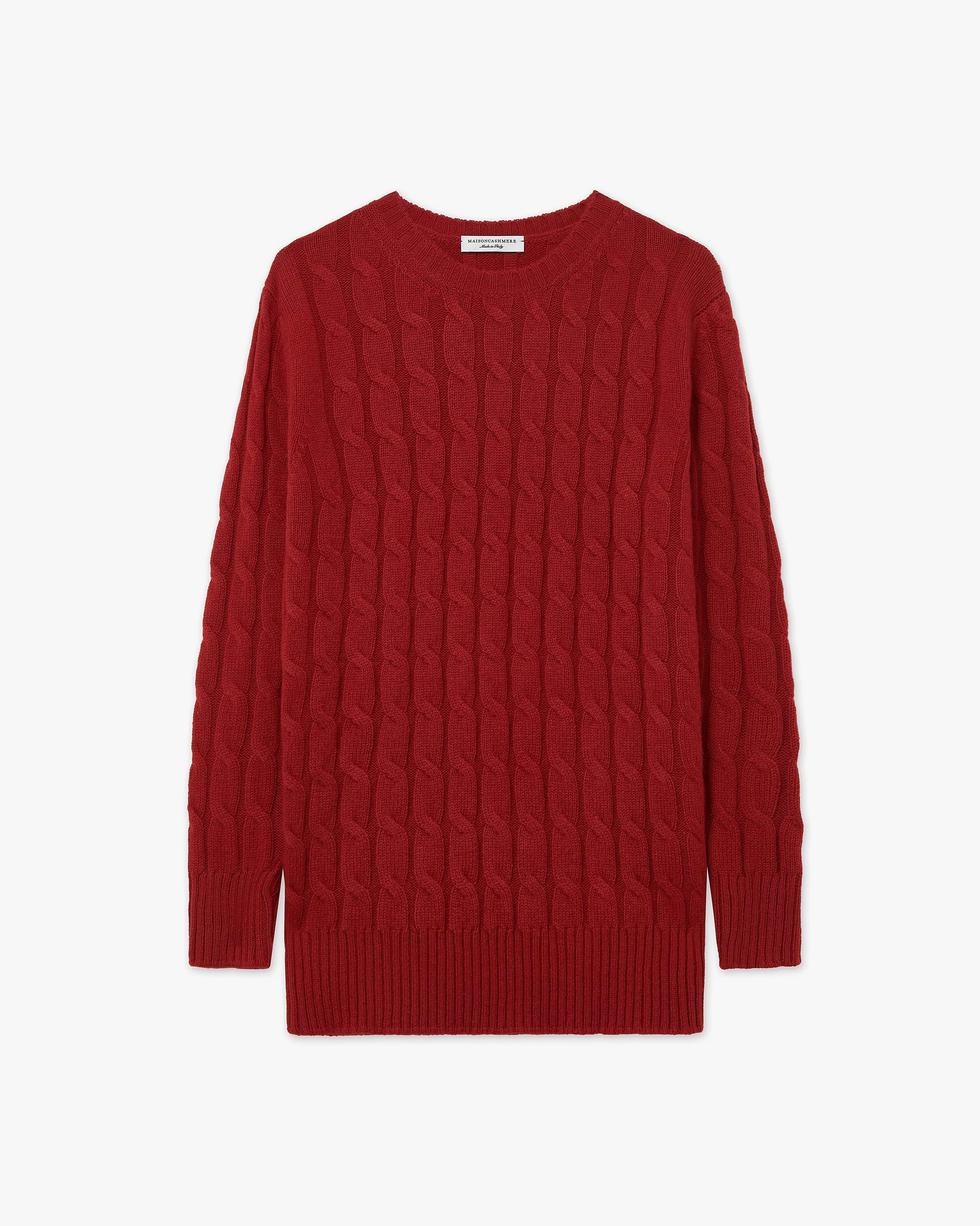 Essential Cable Knit Sweater - Red Cashmere
