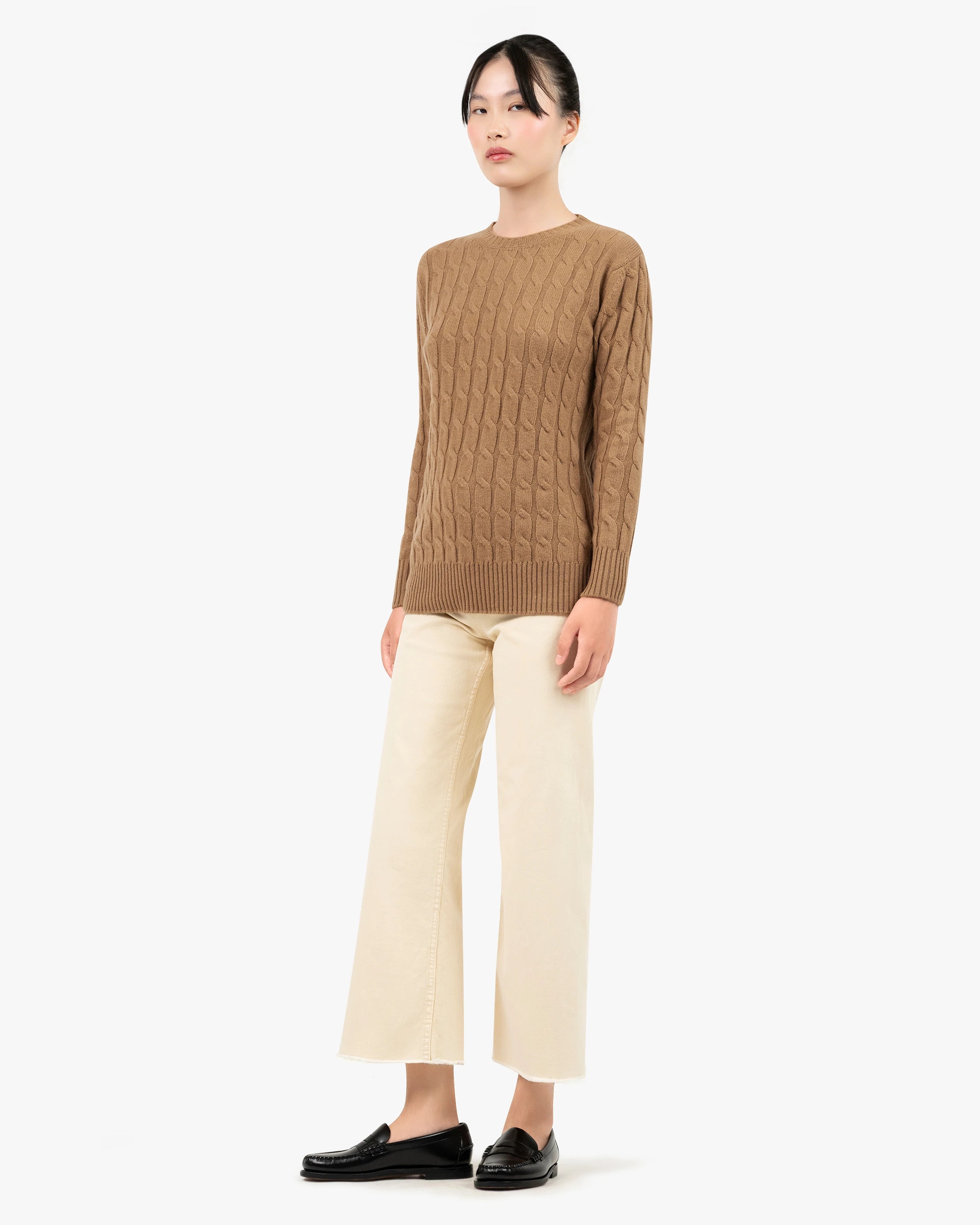 Essential Cable Knit Sweater - Camel Cashmere