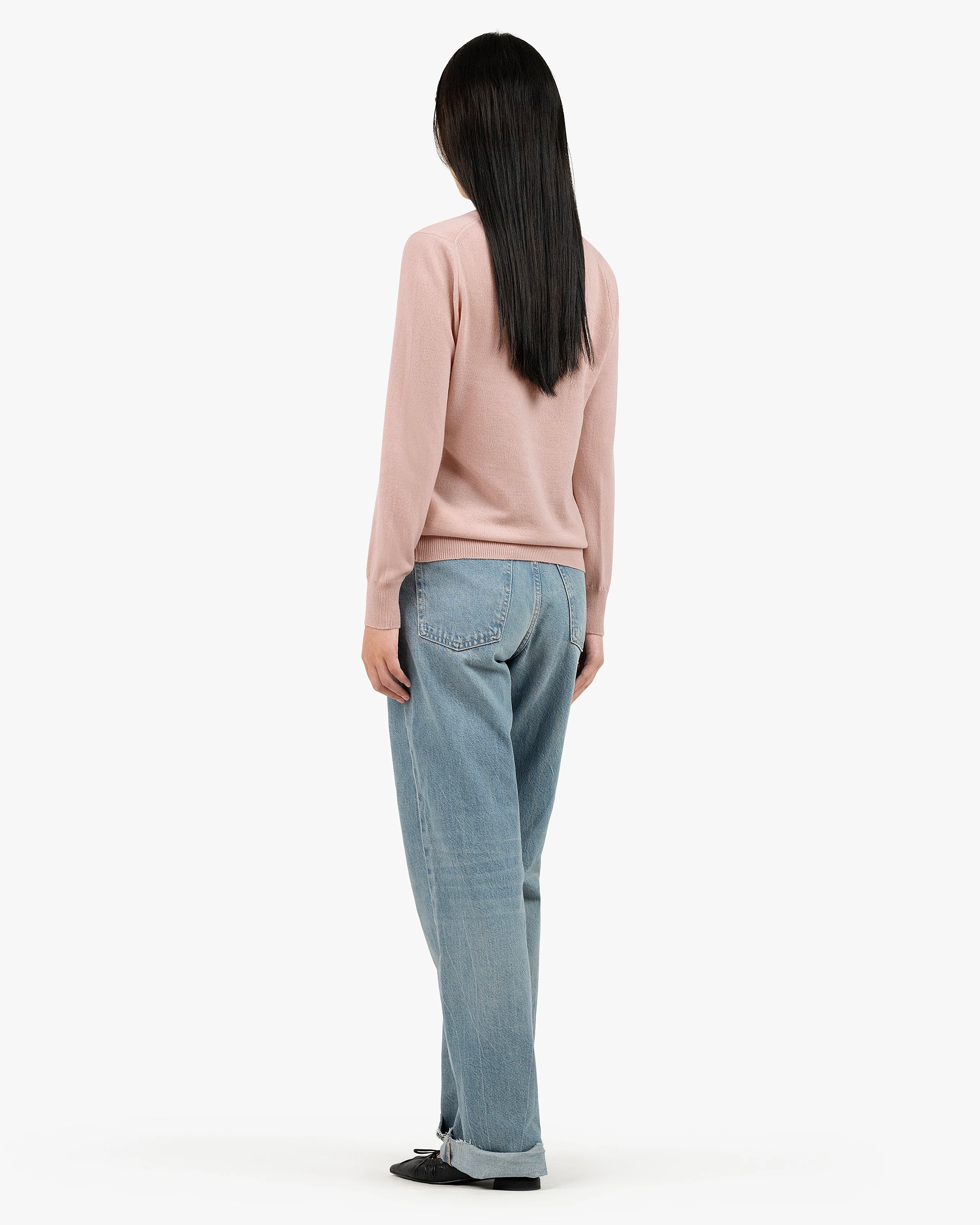 Women's Essential V-Neck Sweater - Rose Cashmere