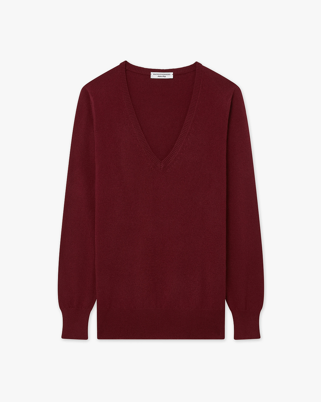 Women's Essential Cashmere V-Neck Sweater - Bordeaux | MaisonCashmere