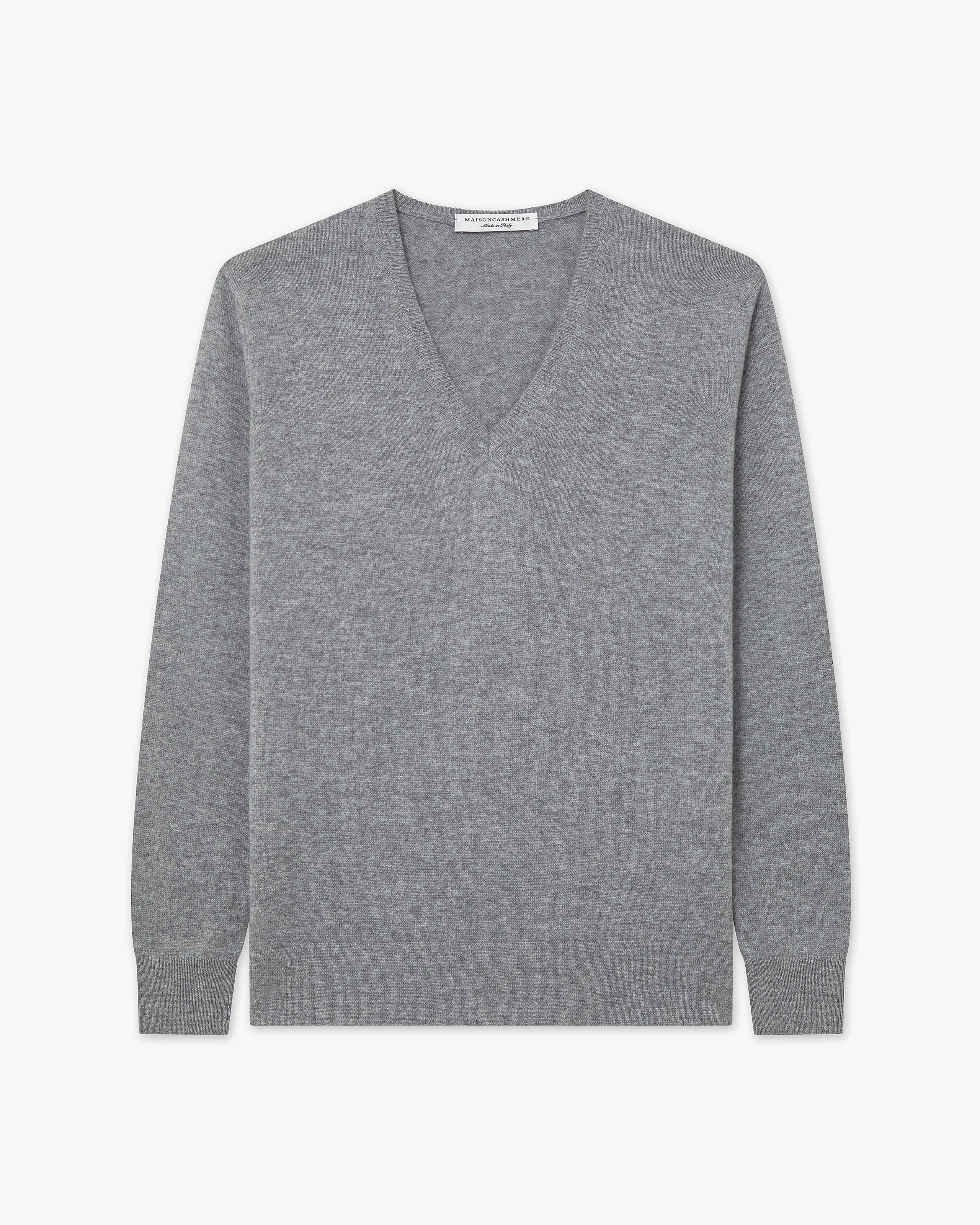 Women's Florenz V-Neck Sweater - Medium Grey Cashmere