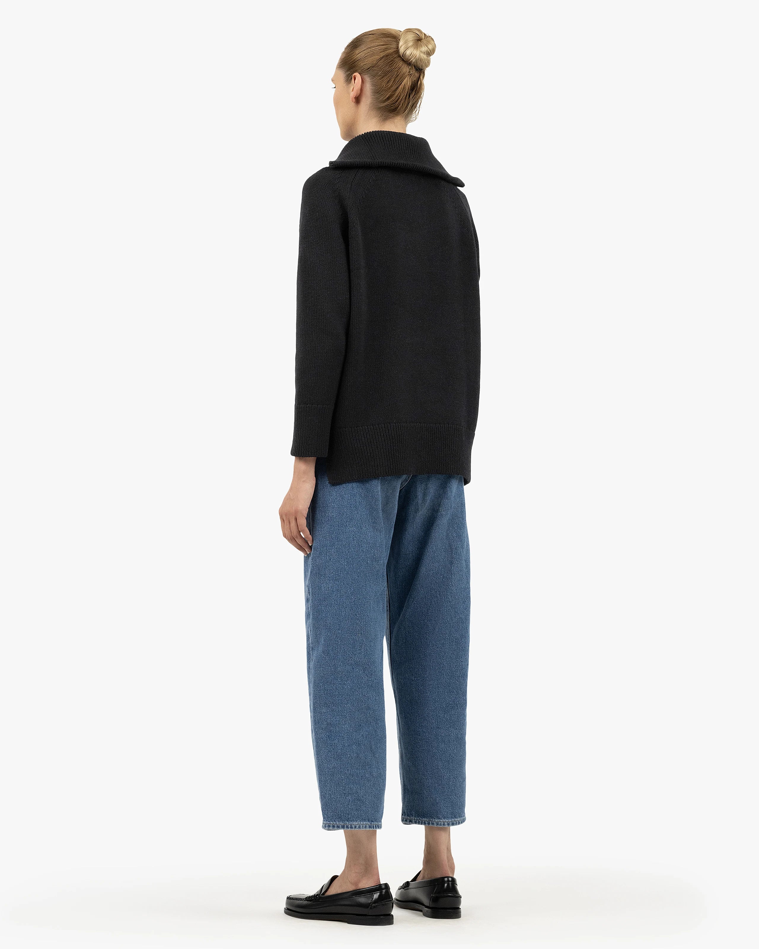 Women's Funes Zip Sweater - Black Merino