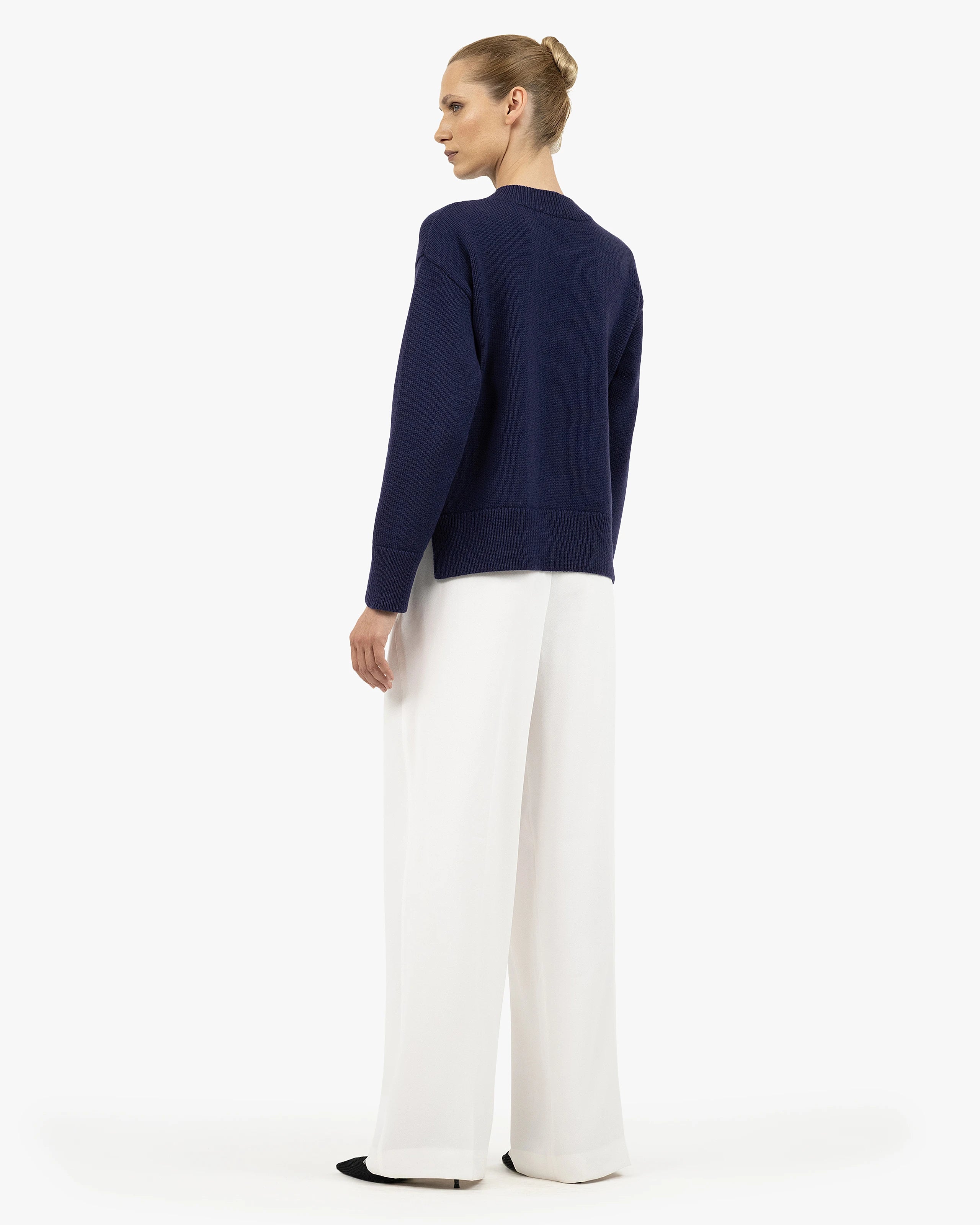 Women's Funes V-Neck Sweater - Blue Merino