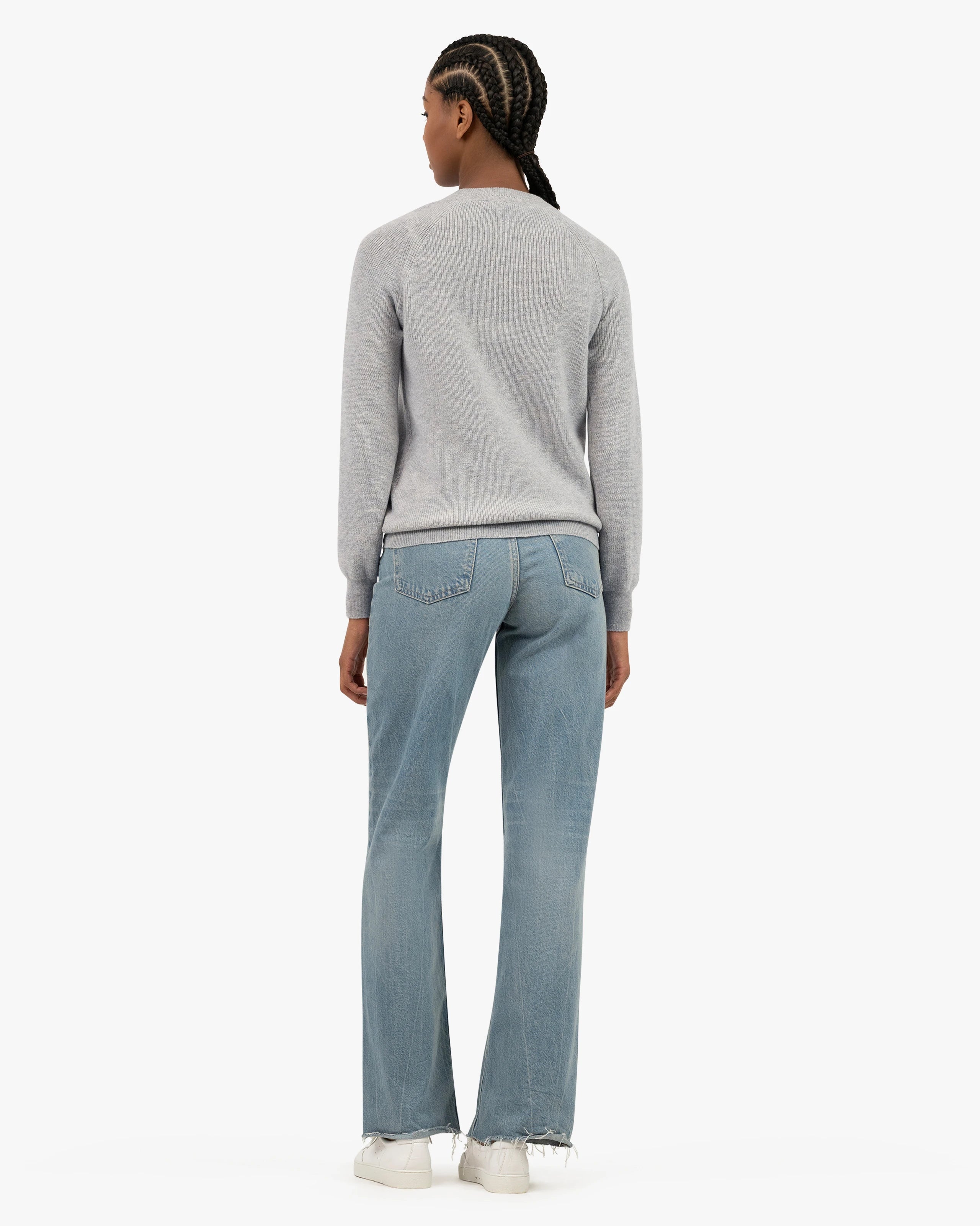 Women's Garisenda Crew Neck Sweater - Light Grey Merino / Cashmere