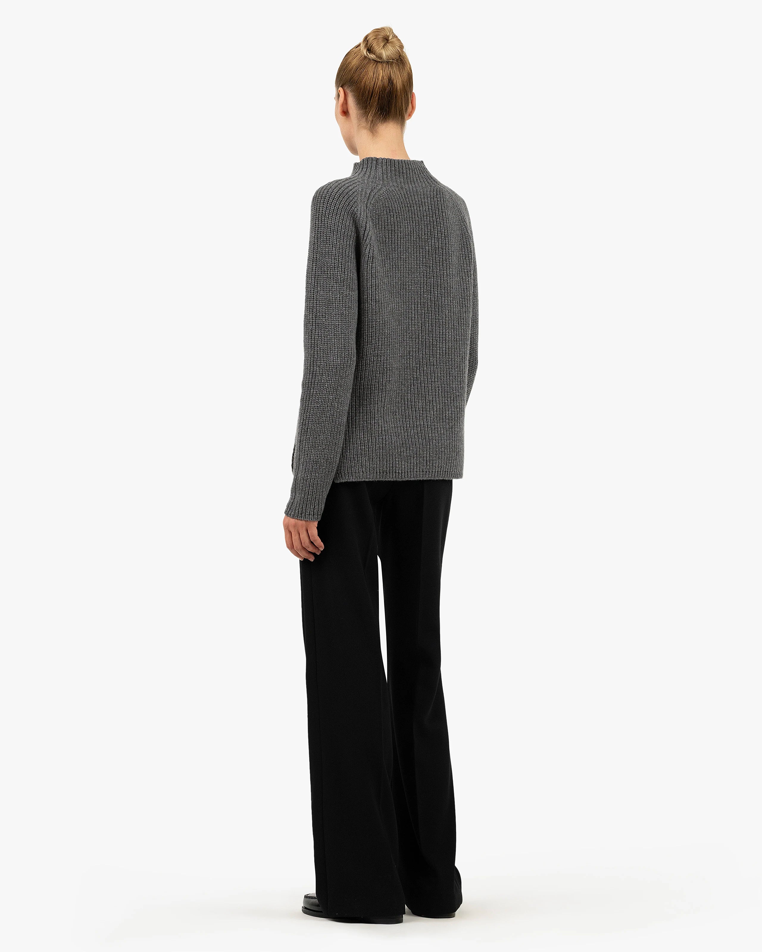 Garisenda Mock Neck Sweater - Medium Grey Merino / Cashmere