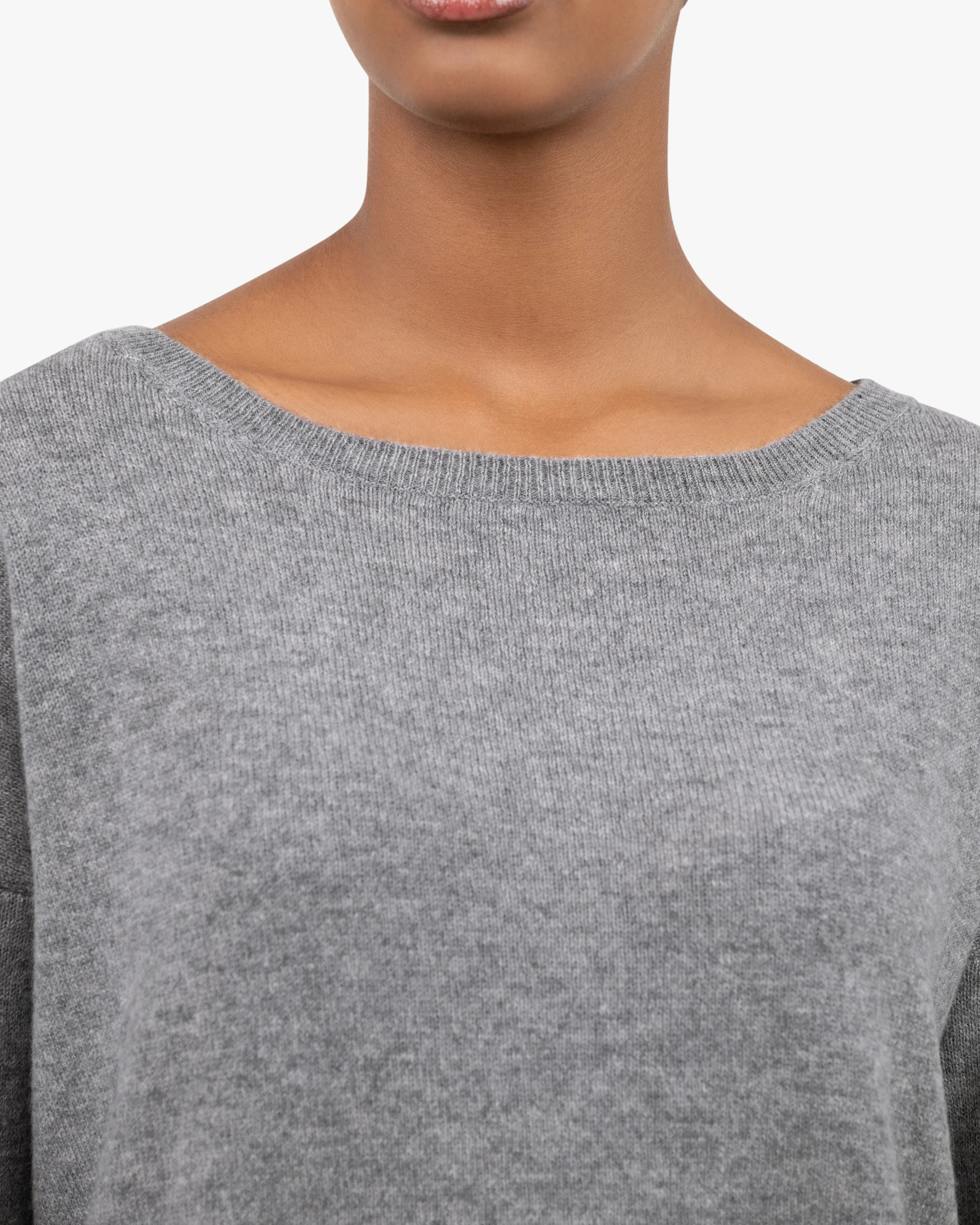 Lightness Boat Neck Sweater - Medium Grey Cashmere