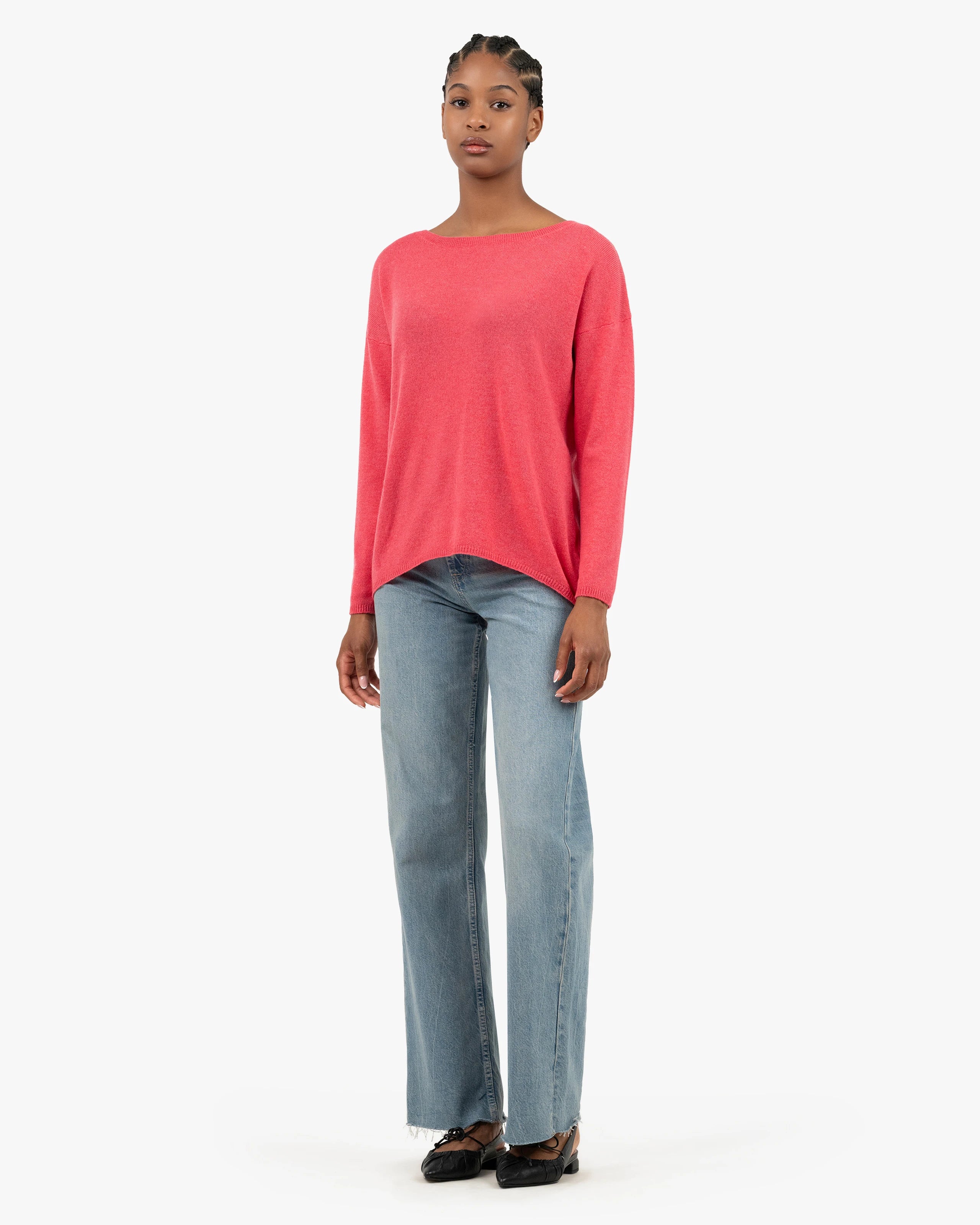 Lightness Boat Neck Sweater - Red Cashmere