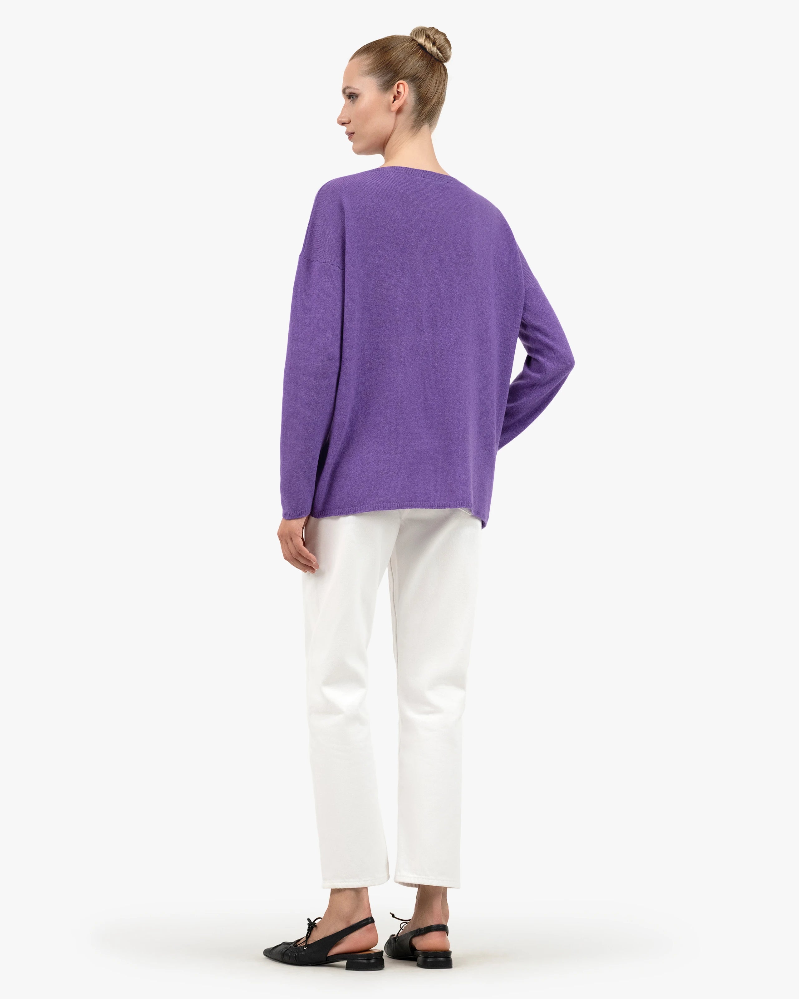 Lightness Boat Neck Sweater - Purple Cashmere