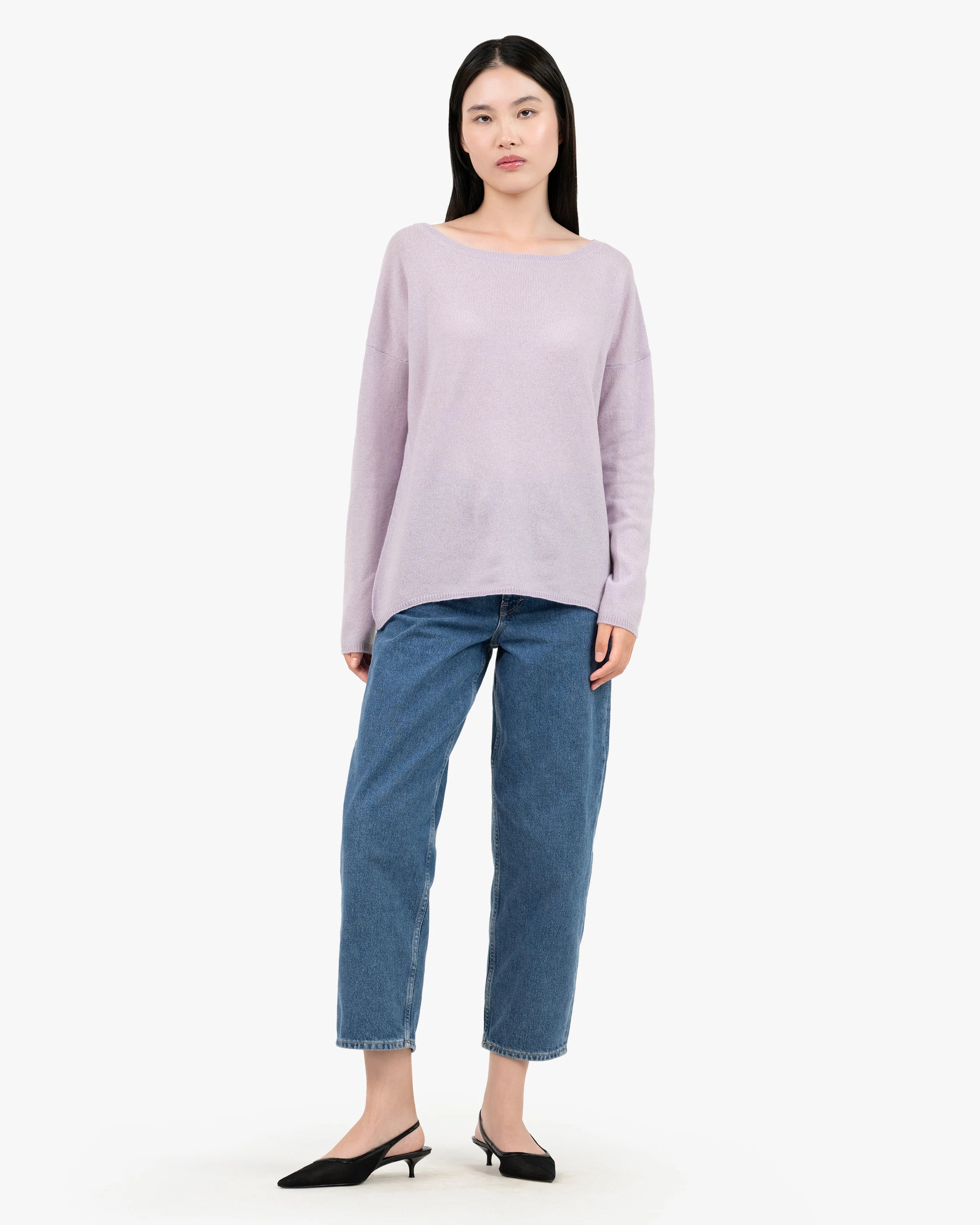 Lightness Boat Neck Sweater - Lilac Cashmere