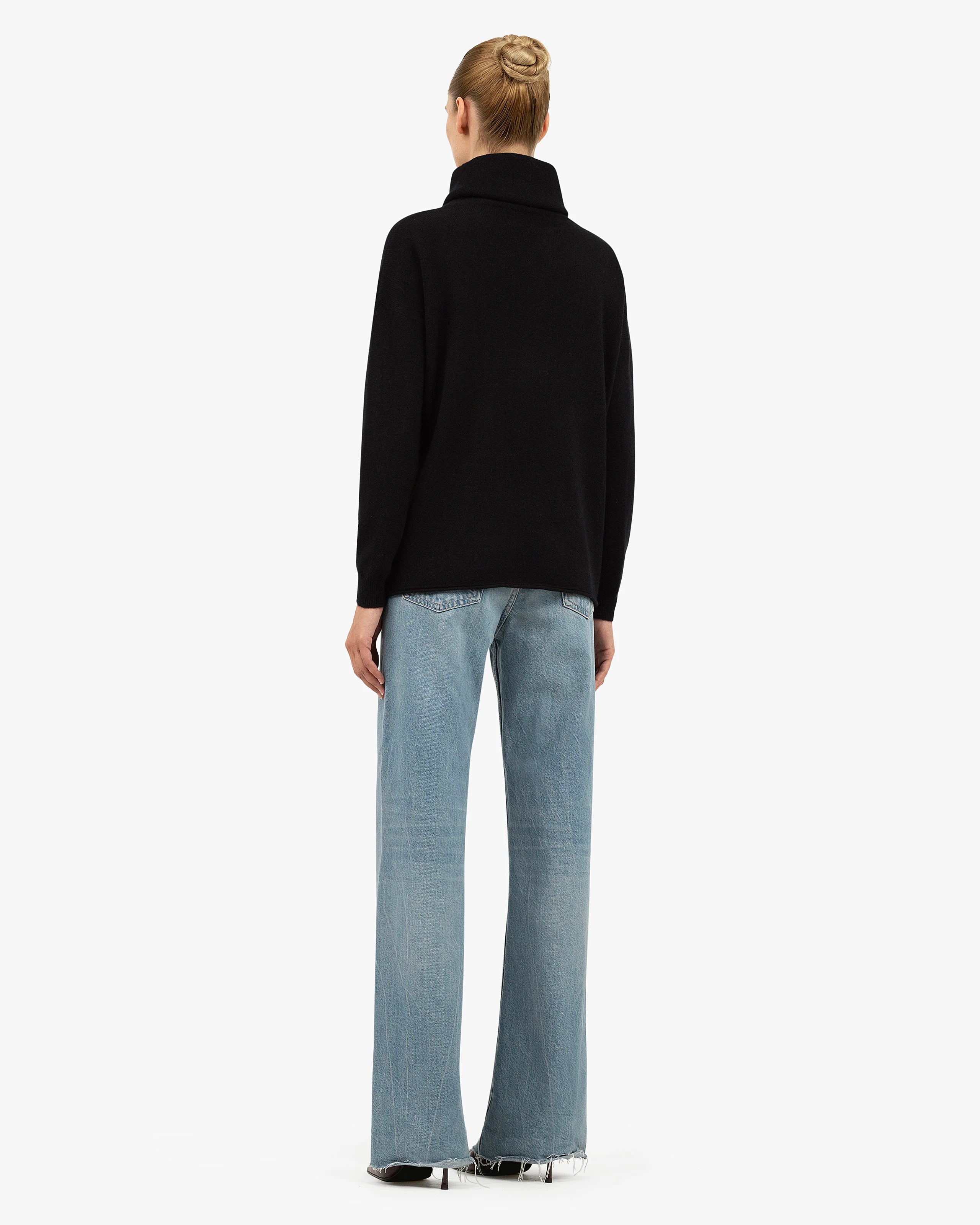 Lightness Cowl Neck Sweater - Black Cashmere